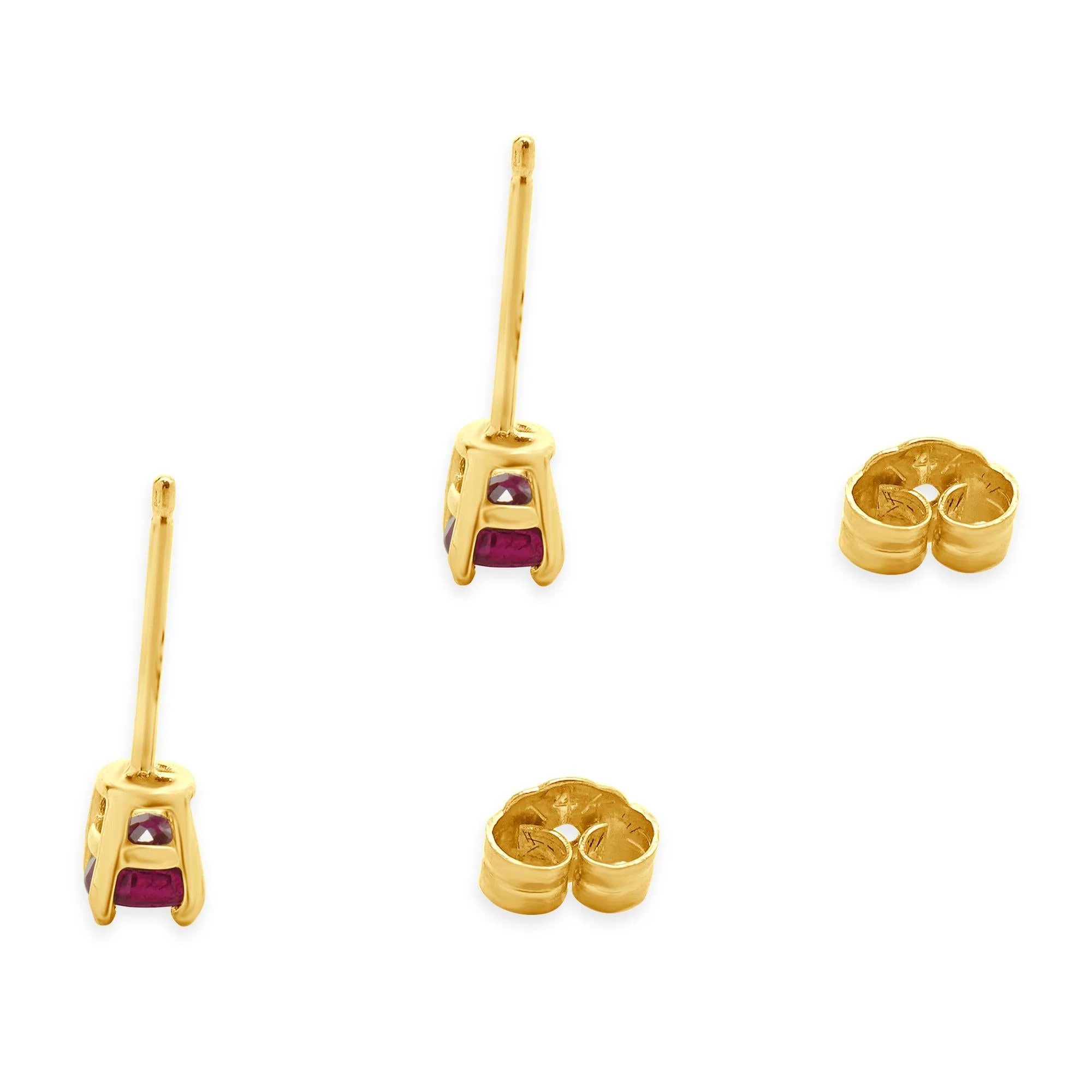 14 Karat Yellow Gold Oval Ruby Stud Earrings - Image 4
