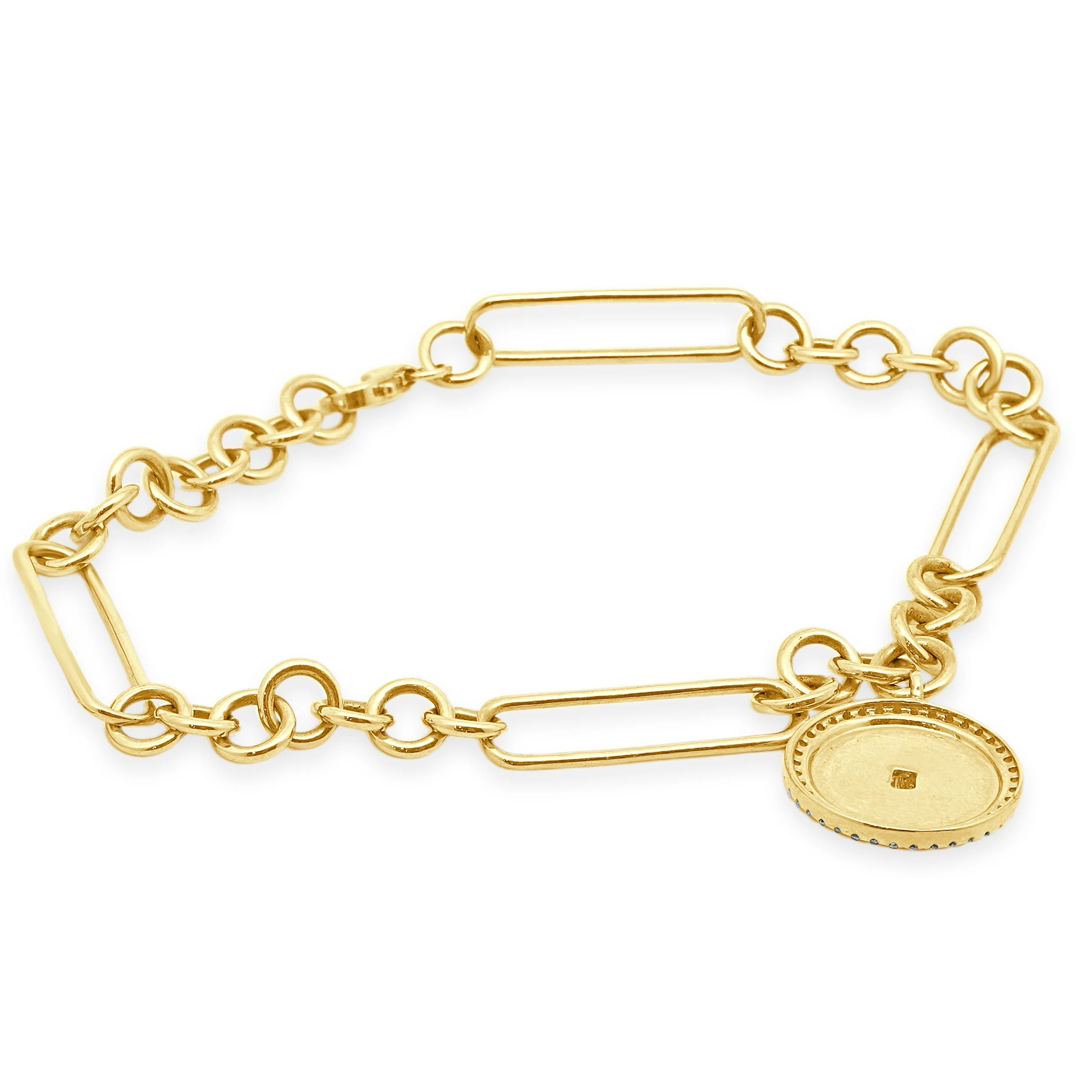 14 Karat Yellow Gold Paperclip Bracelet w/Diamonds - Image 2