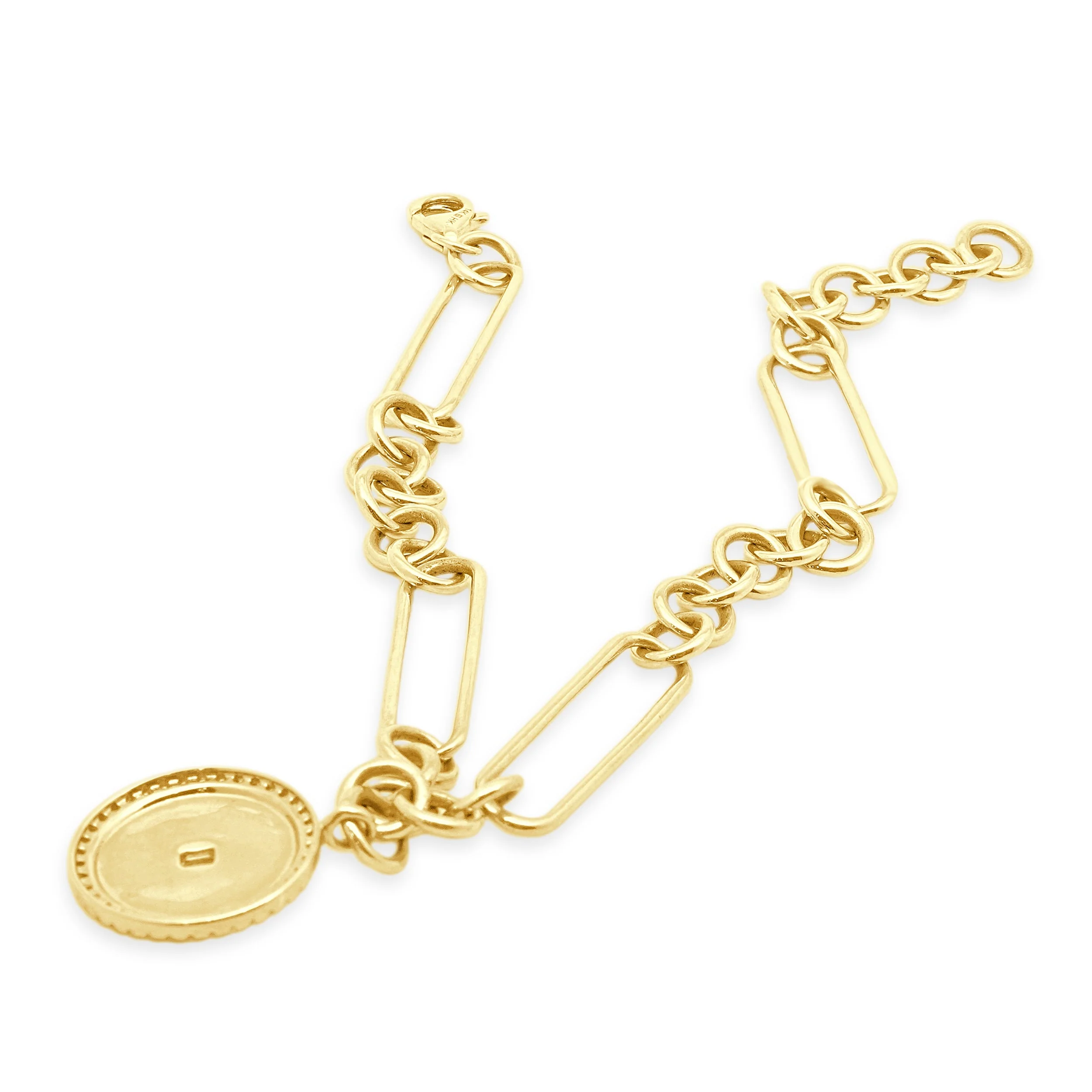 14 Karat Yellow Gold Paperclip Bracelet w/Diamonds - Image 4