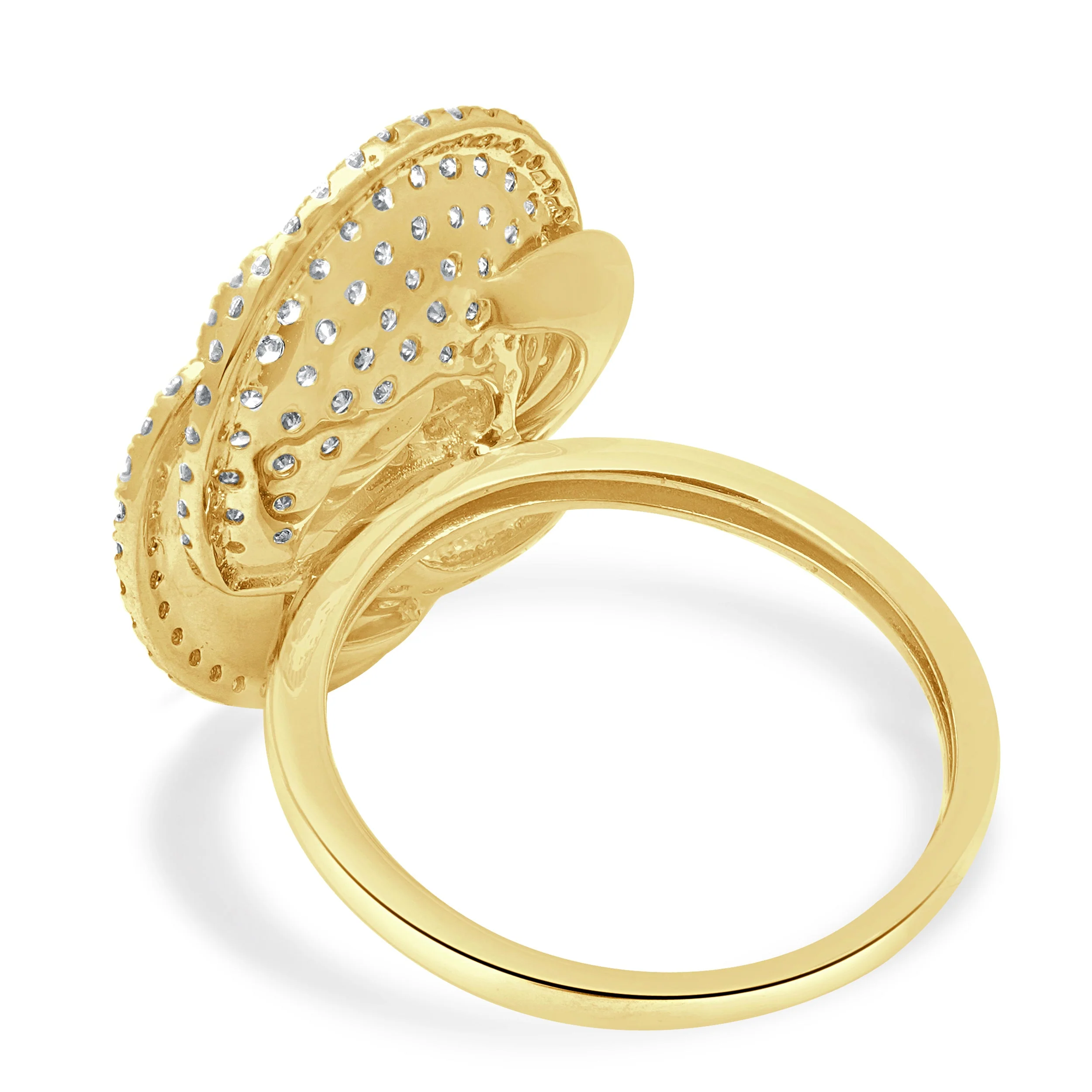 14 Karat Yellow Gold Pave Diamond Flower Ring - Image 3