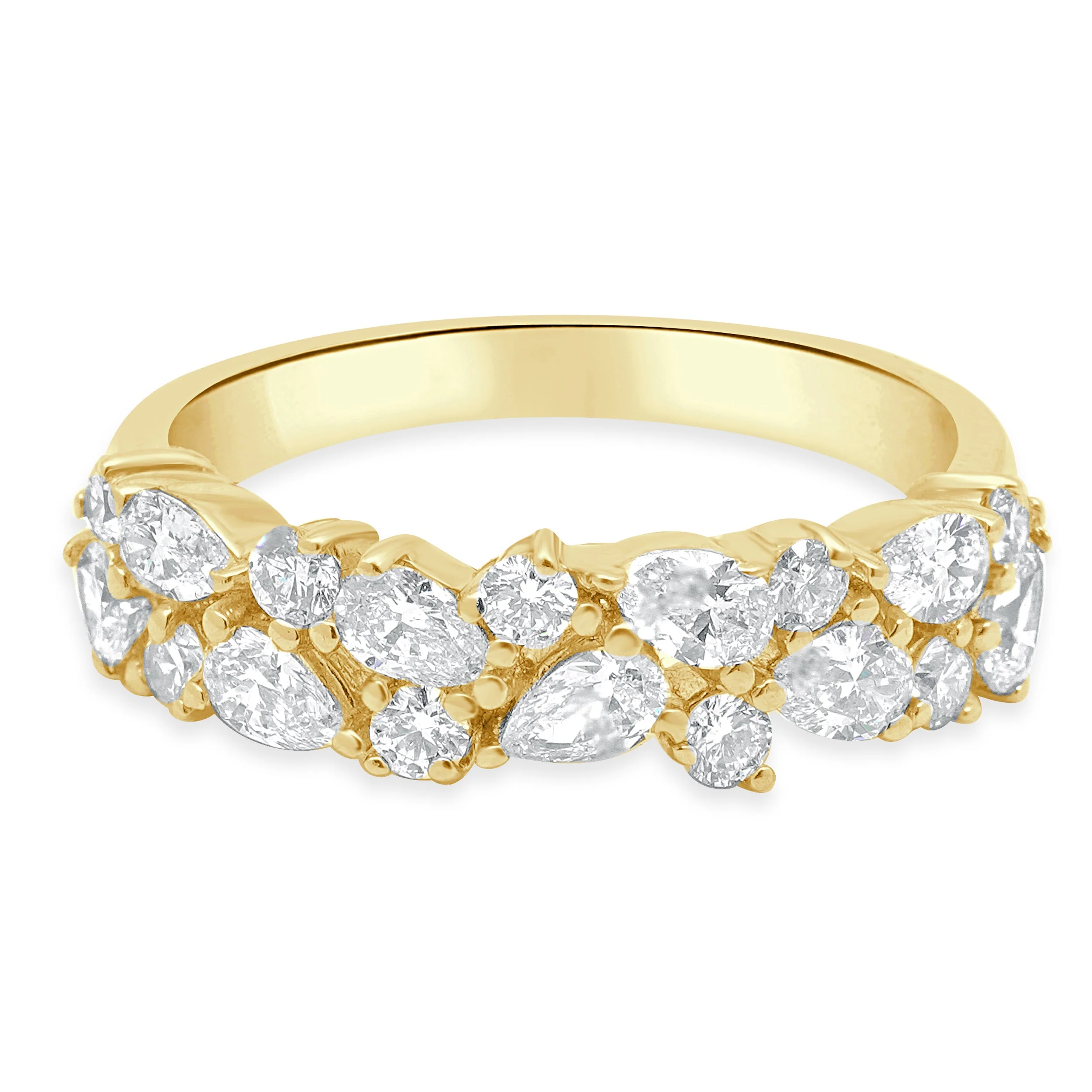 14 Karat Yellow Gold Pear Cut and Round Diamond Band