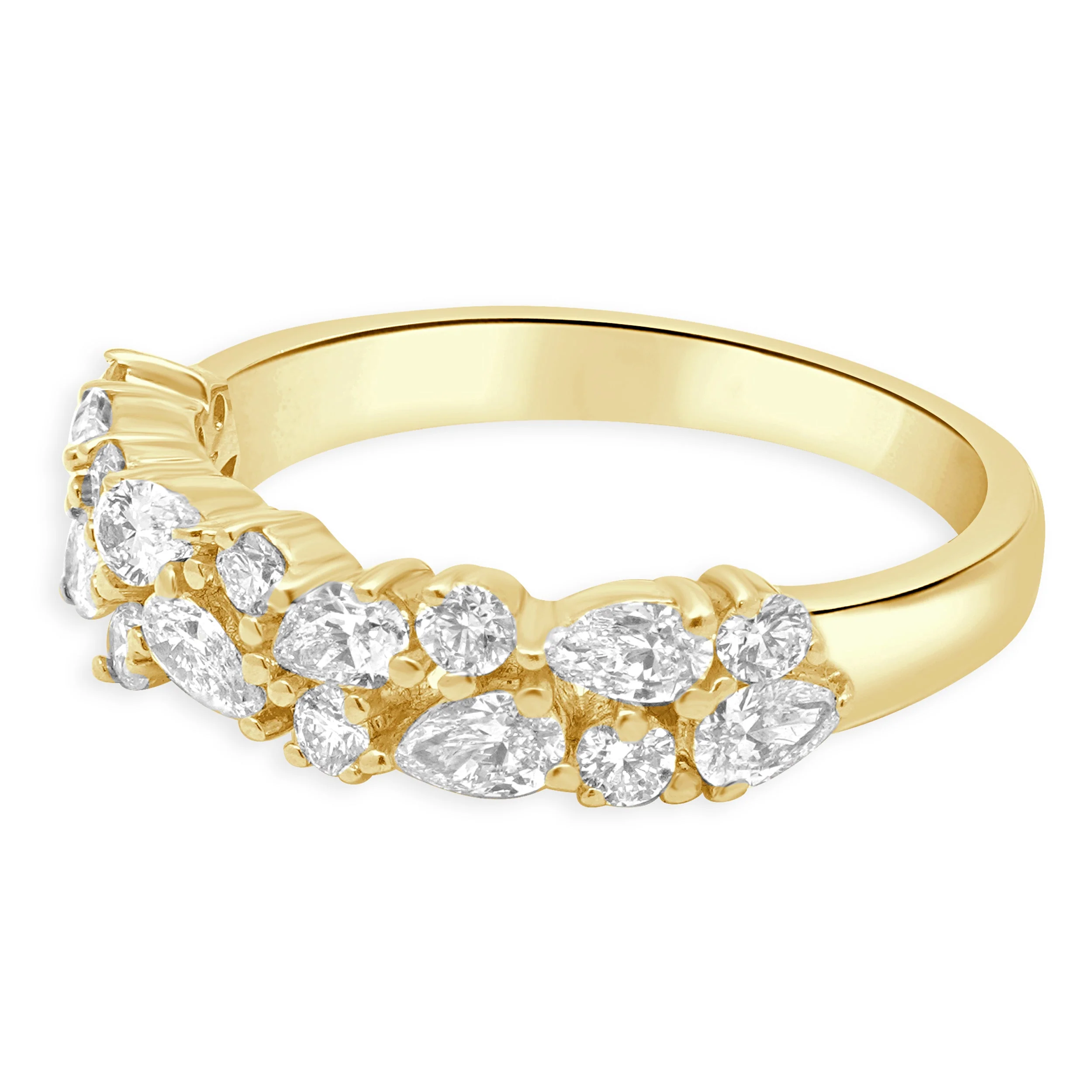14 Karat Yellow Gold Pear Cut and Round Diamond Band - Image 2