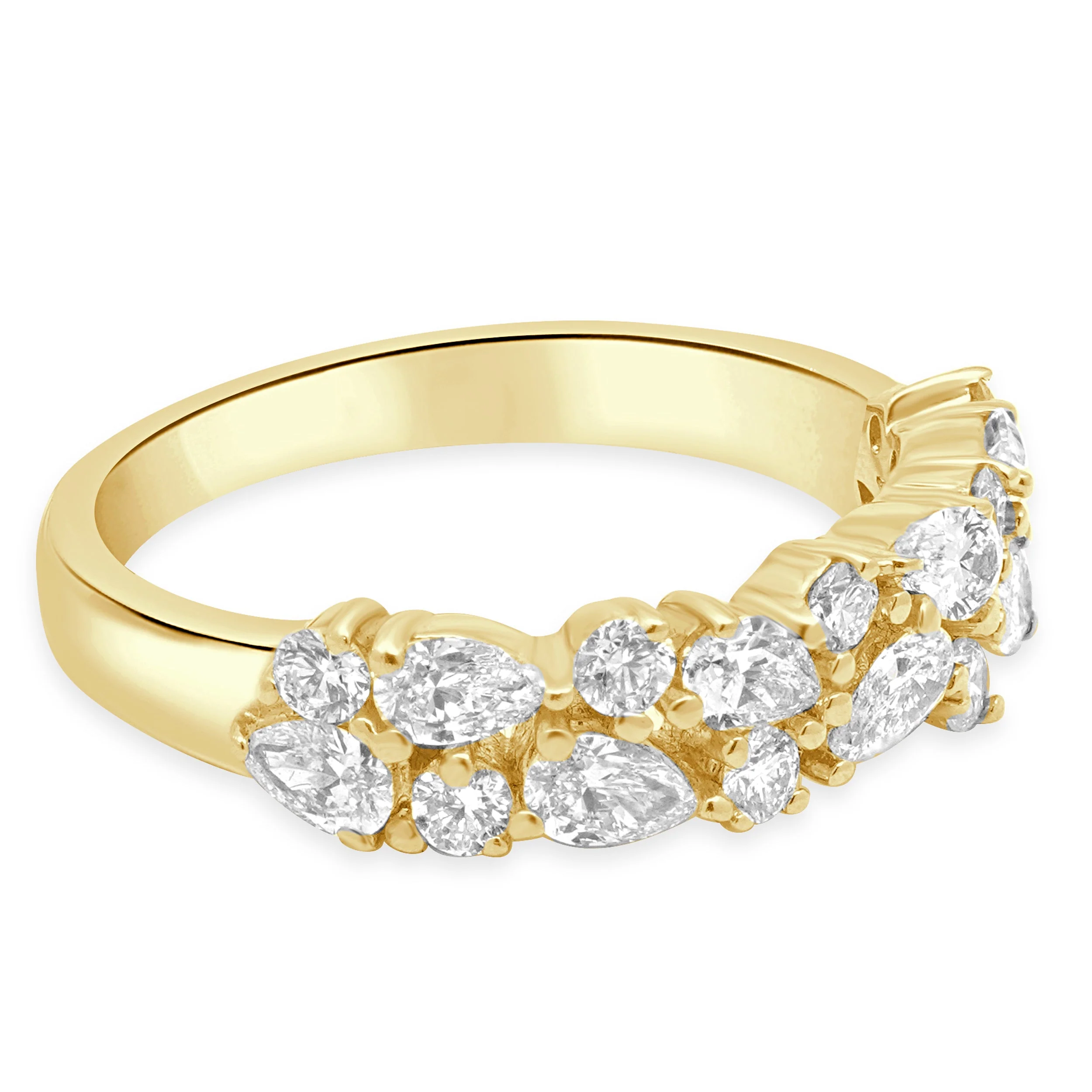 14 Karat Yellow Gold Pear Cut and Round Diamond Band - Image 3