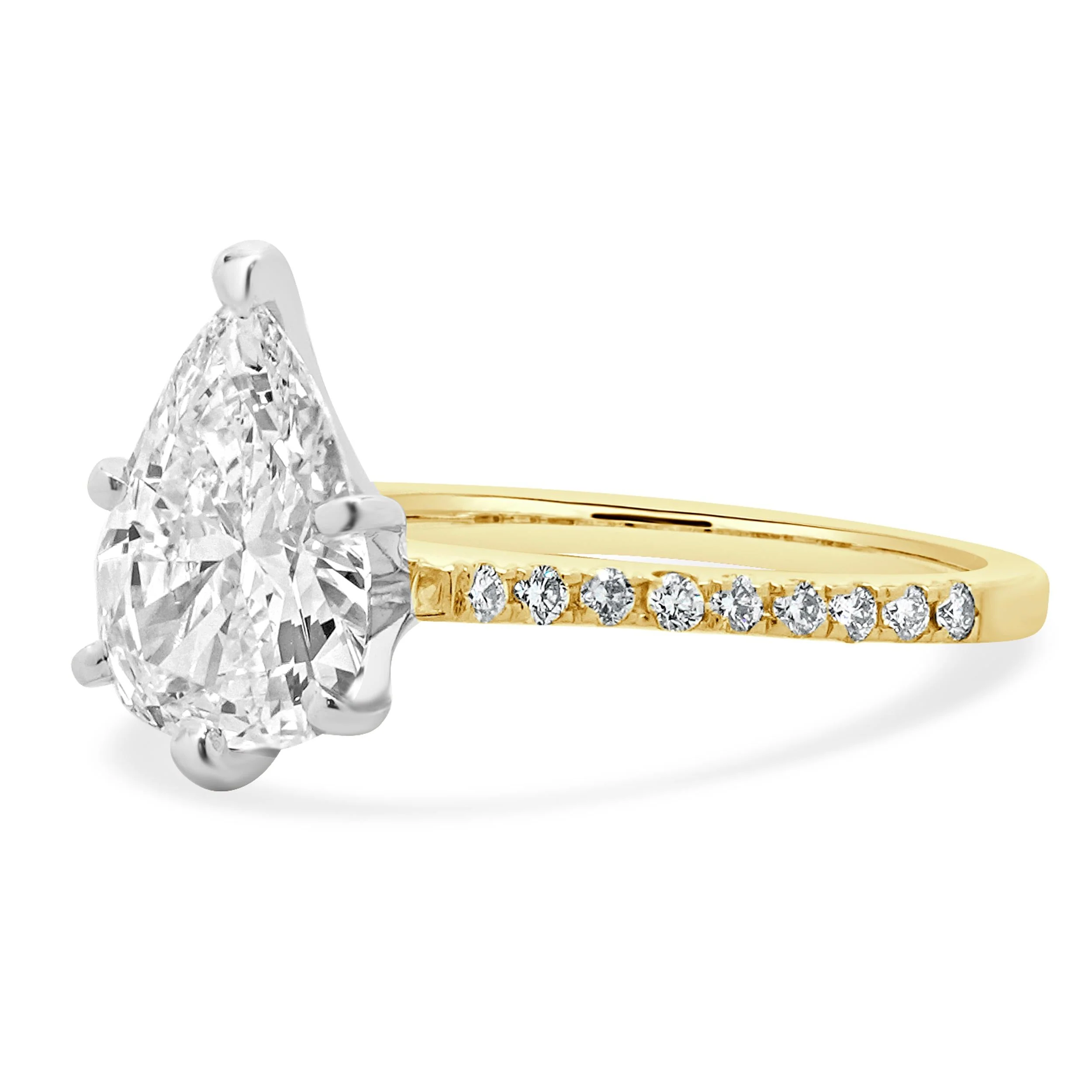 14 Karat Yellow Gold Pear Cut Diamond Engagement Ring - Image 3