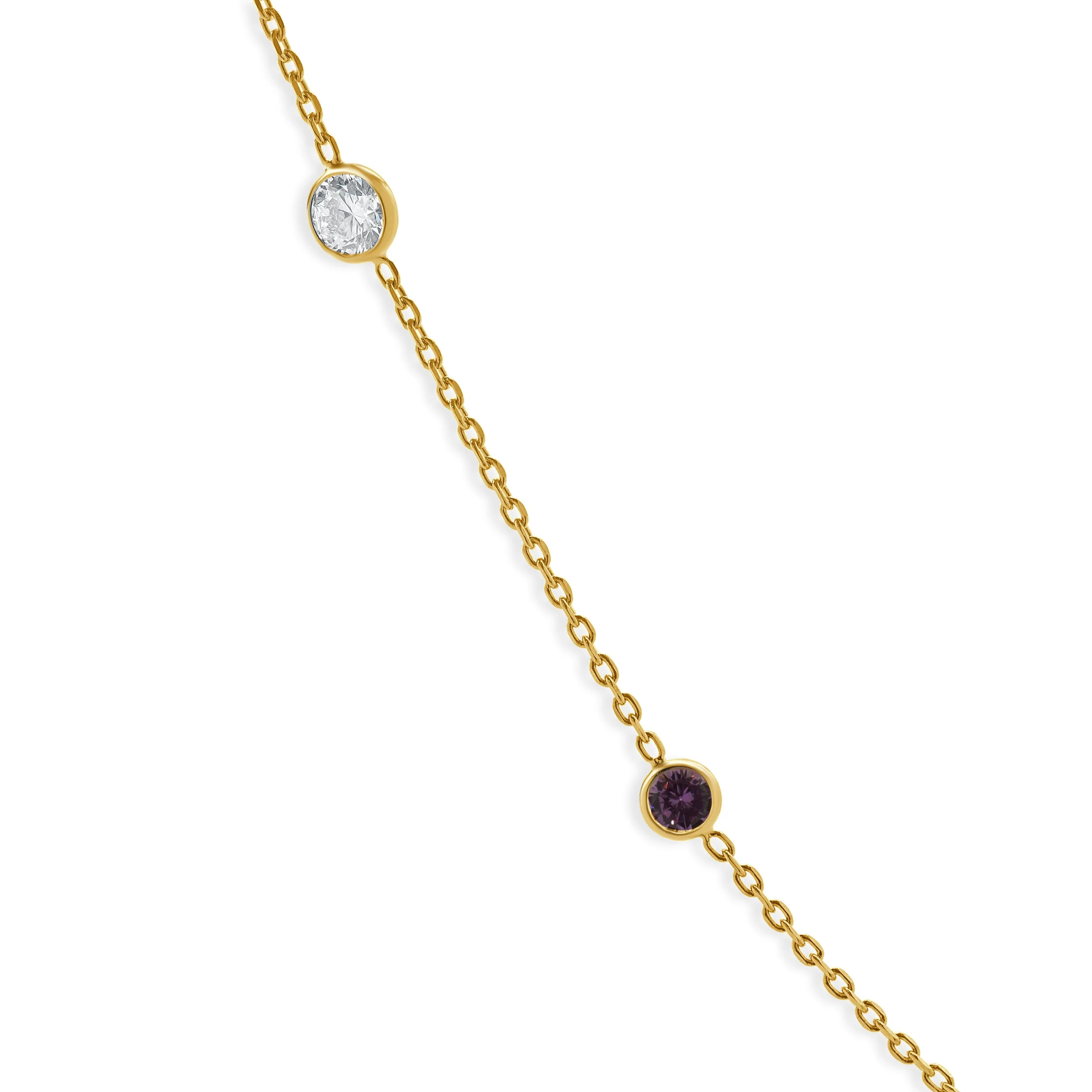 14 Karat Yellow Gold Pink Sapphire & Diamonds By The Yard Necklace - Image 2