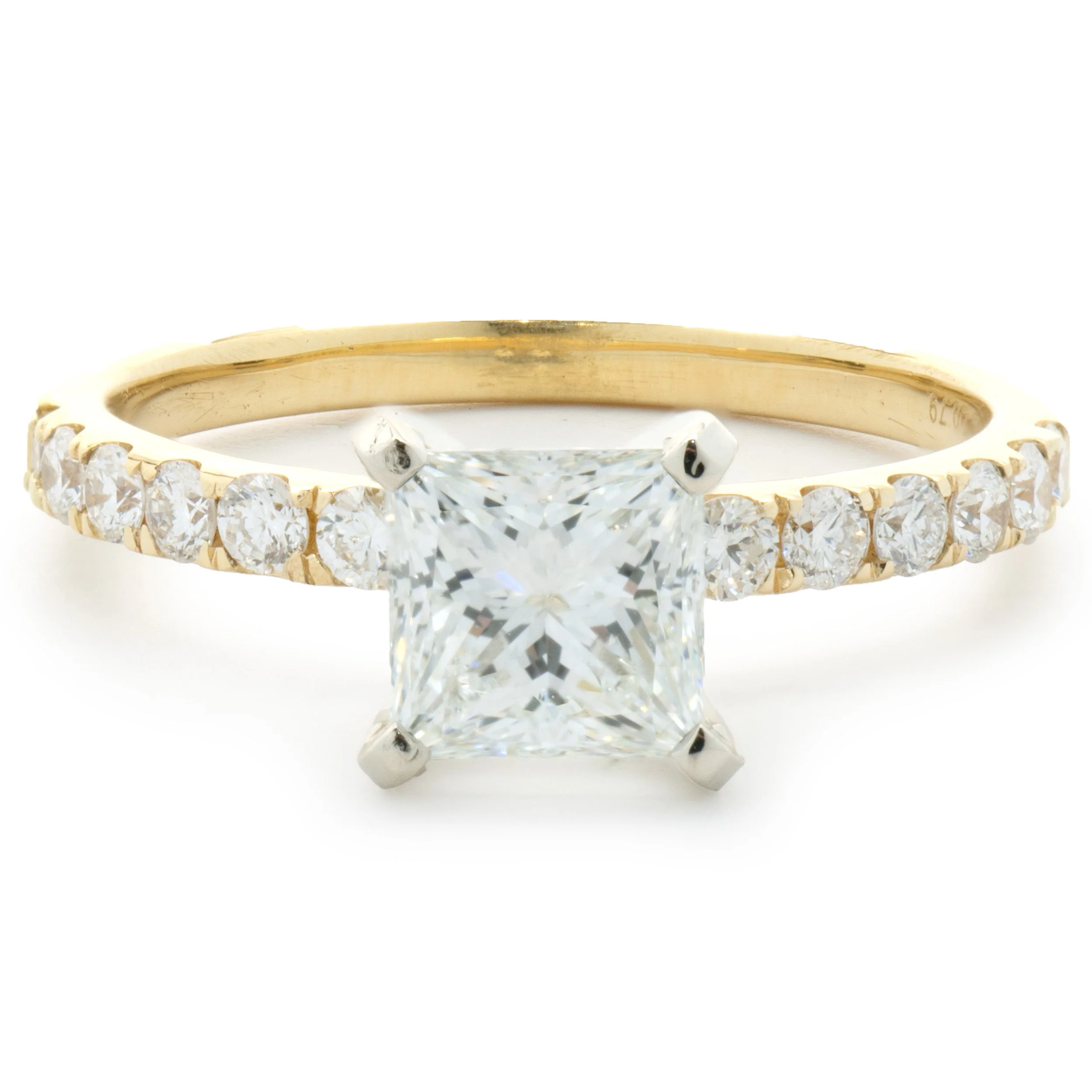 14 Karat Yellow Gold Princess Cut Diamond Engagement Ring