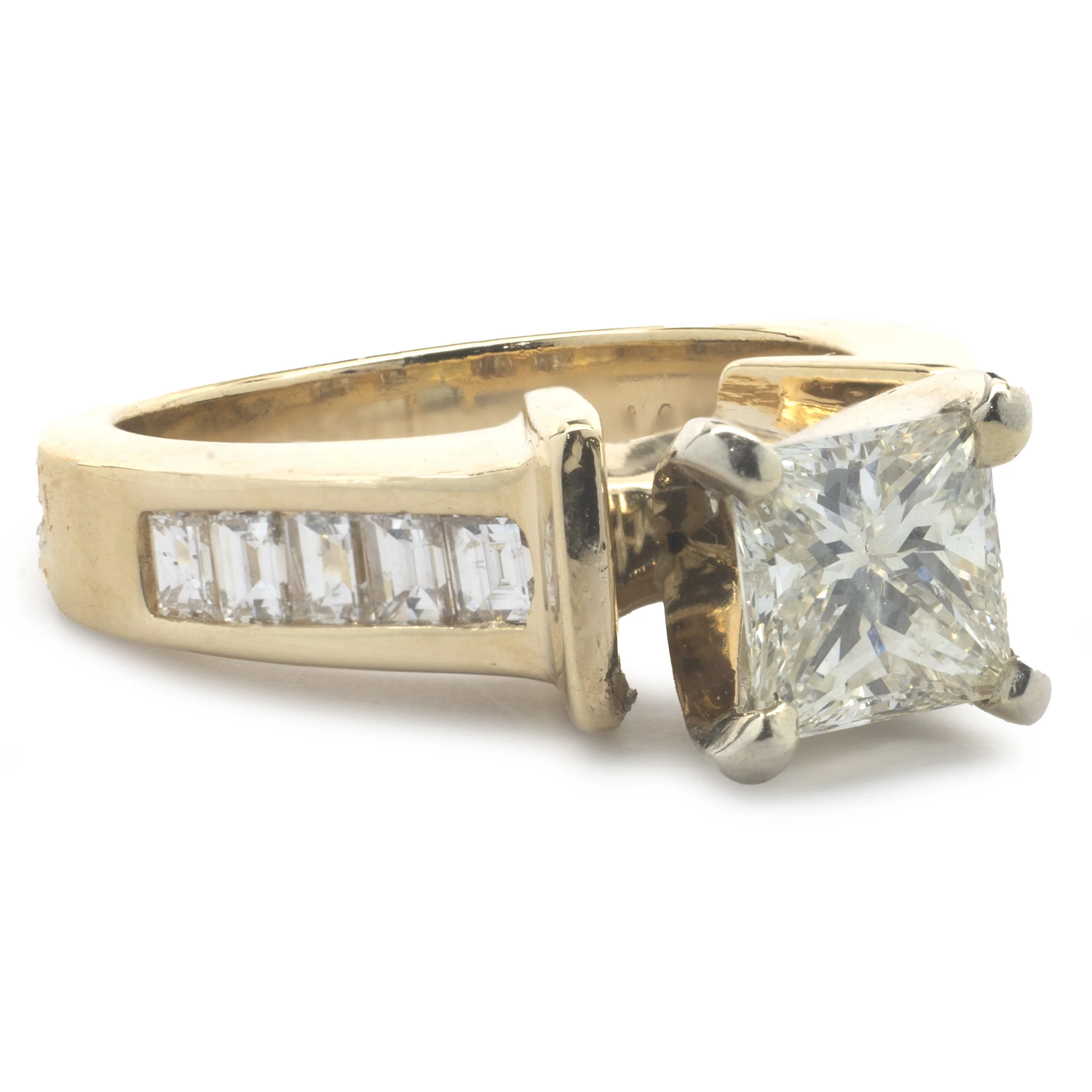 14 Karat Yellow Gold Princess Cut Diamond Engagement Ring - Image 2