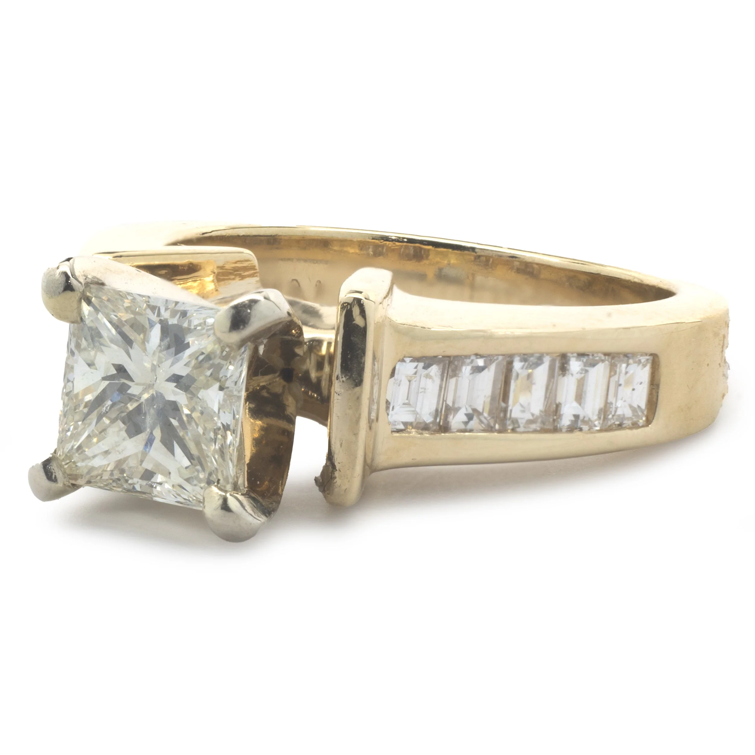 14 Karat Yellow Gold Princess Cut Diamond Engagement Ring - Image 3