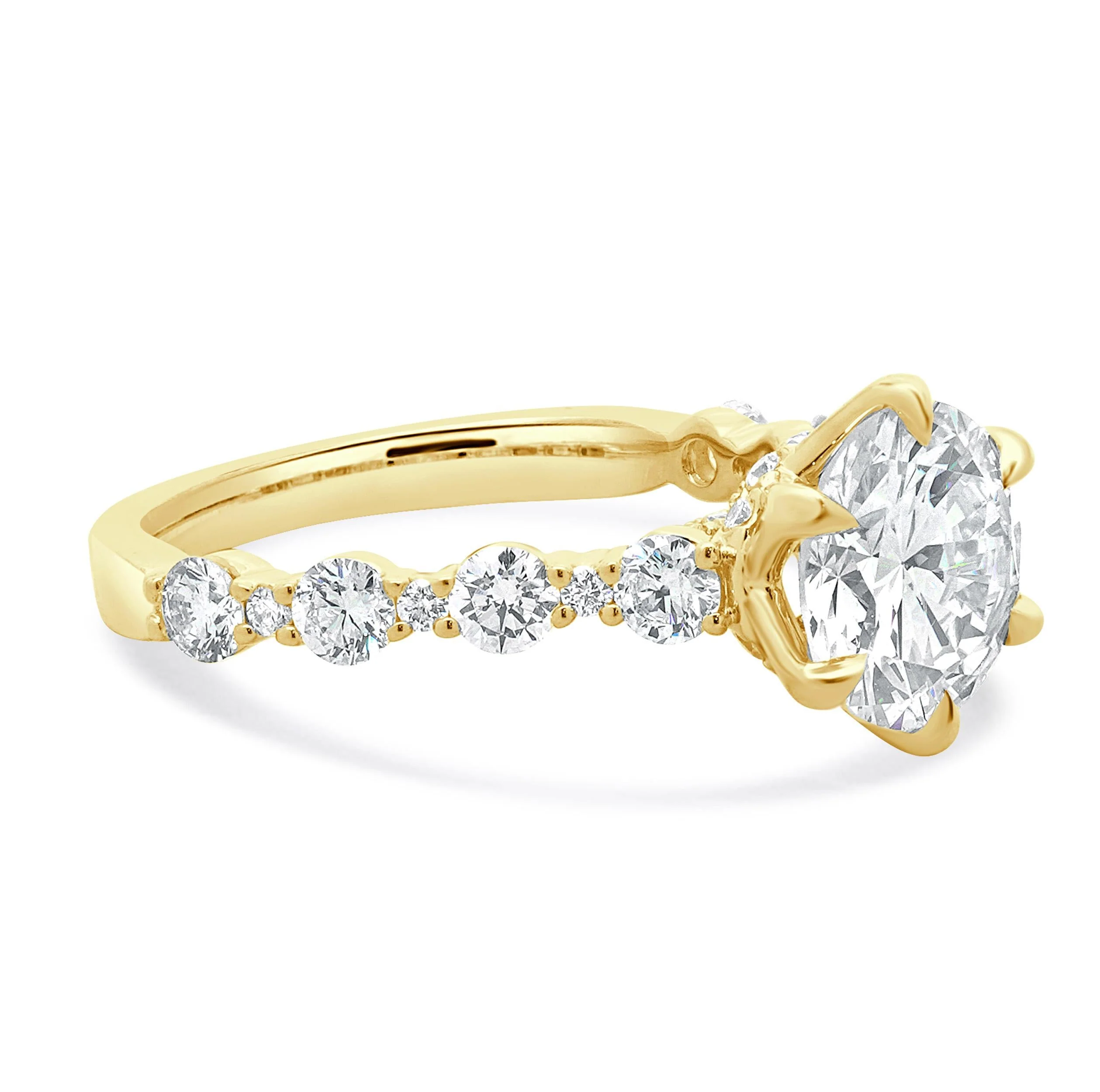 14 Karat Yellow Gold Round Brilliant Cut Diamond Engagement Ring - Image 3