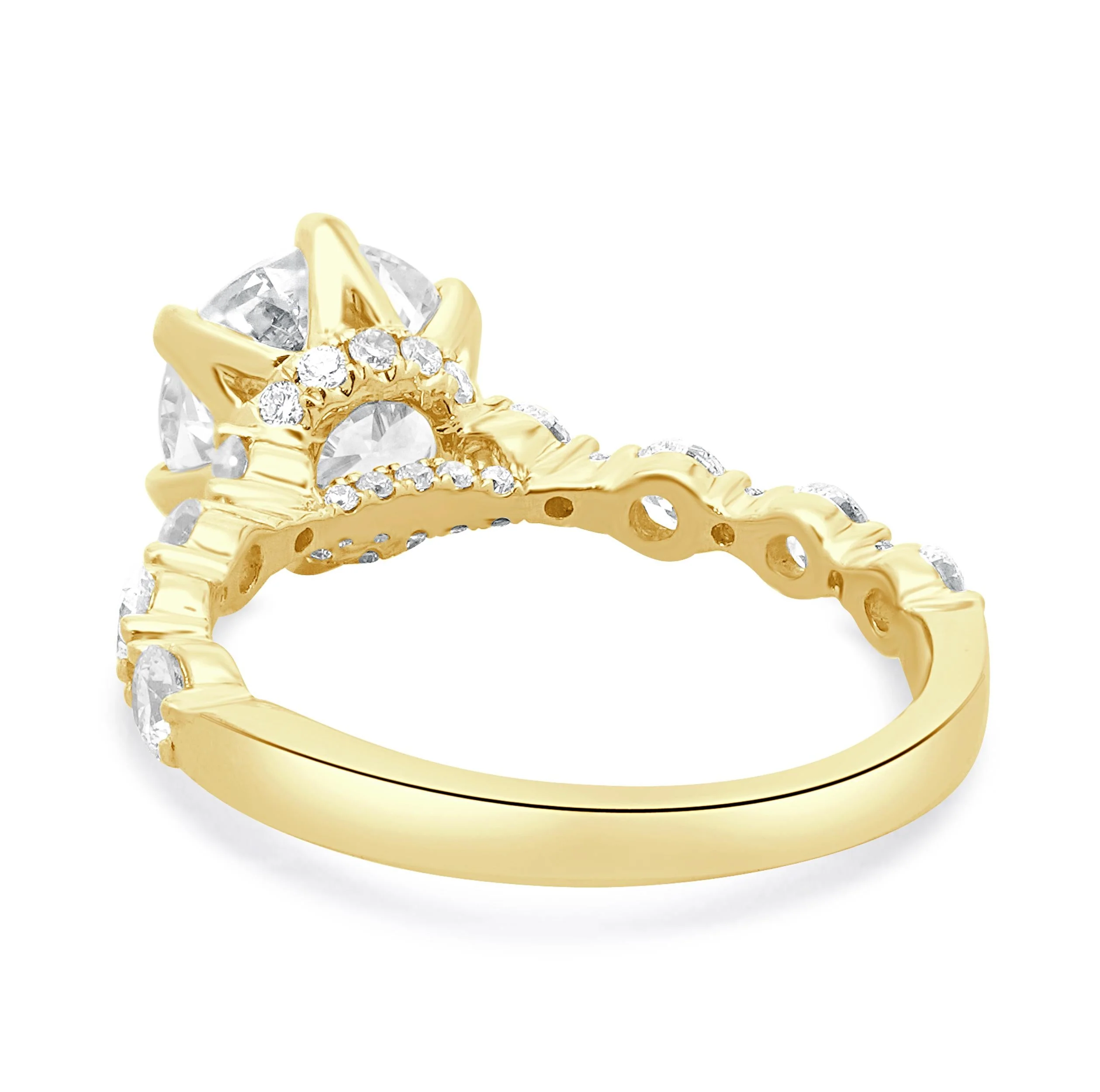 14 Karat Yellow Gold Round Brilliant Cut Diamond Engagement Ring - Image 4