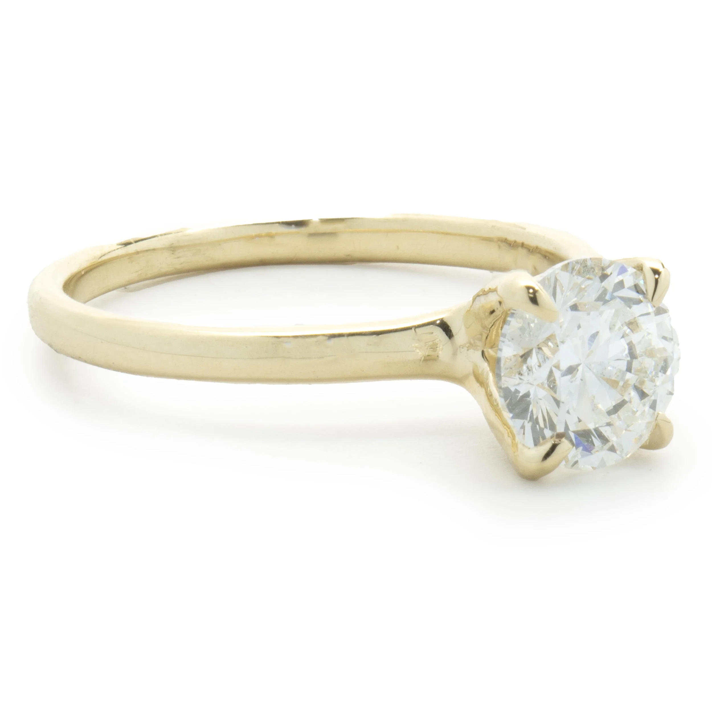 14 Karat Yellow Gold Round Brilliant Cut Diamond Engagement Ring - Image 4