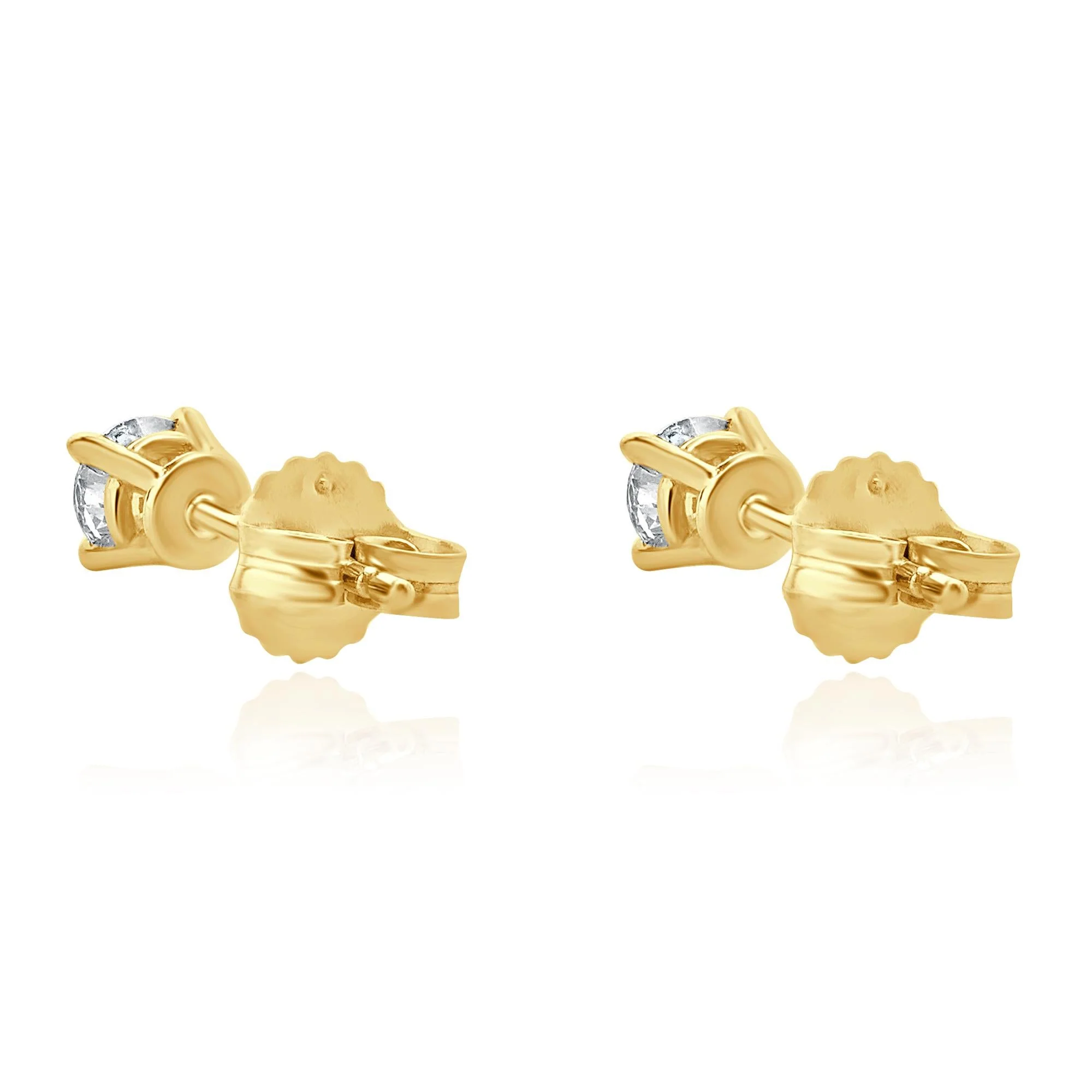 14 Karat Yellow Gold Round Brilliant Cut Diamond Stud Earrings - Image 3