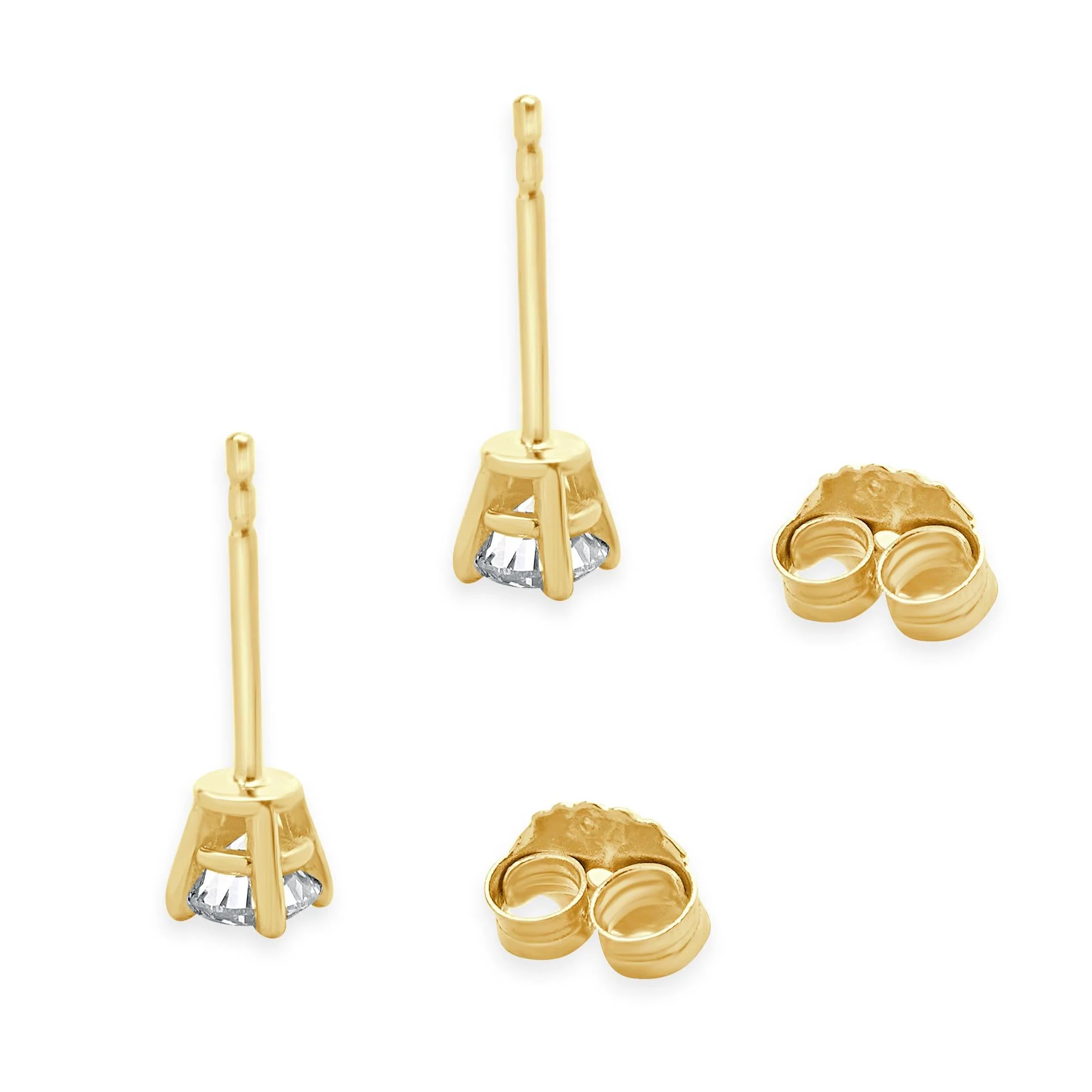 14 Karat Yellow Gold Round Brilliant Cut Diamond Stud Earrings - Image 4