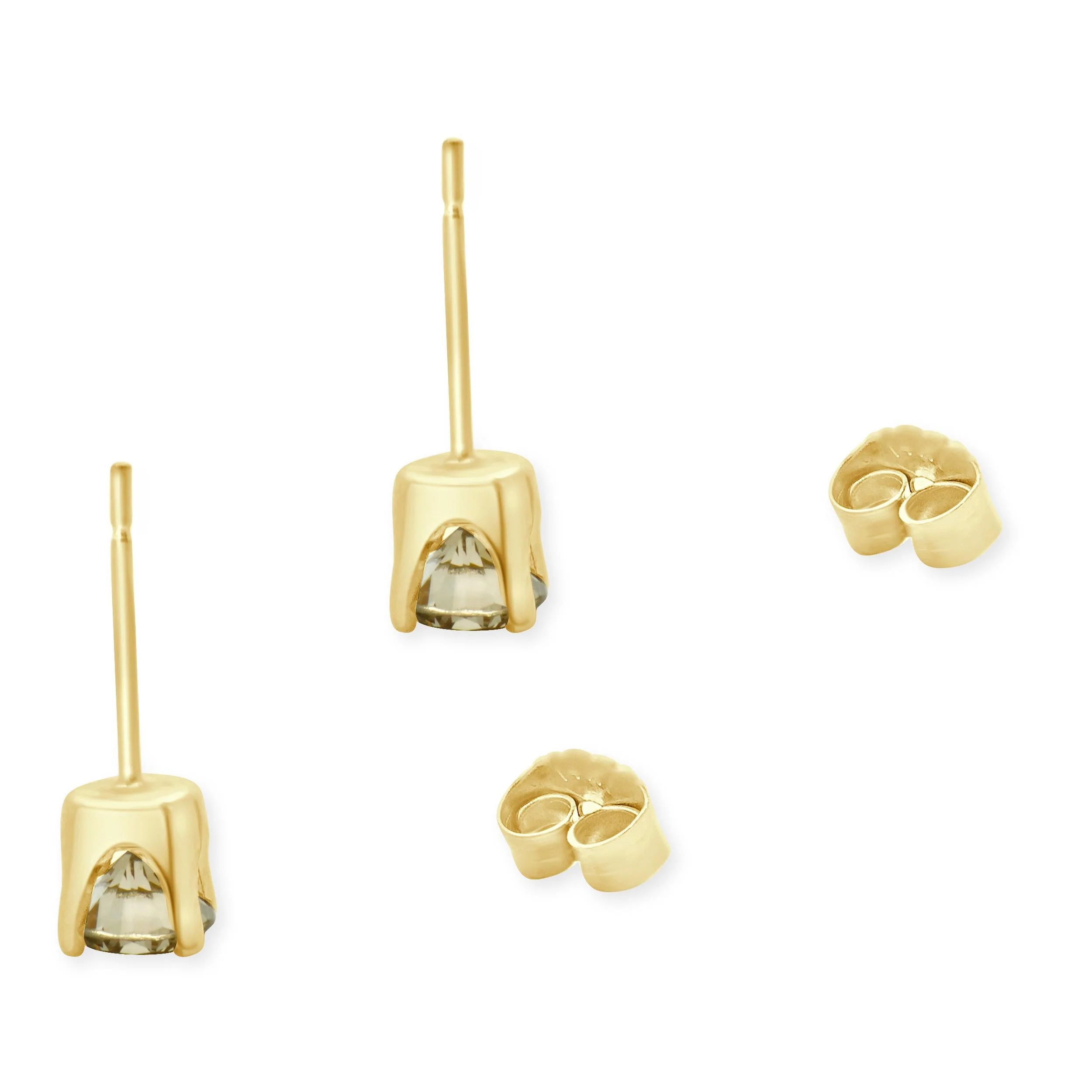 14 Karat Yellow Gold Round Brilliant Cut Diamond Stud Earrings - Image 4