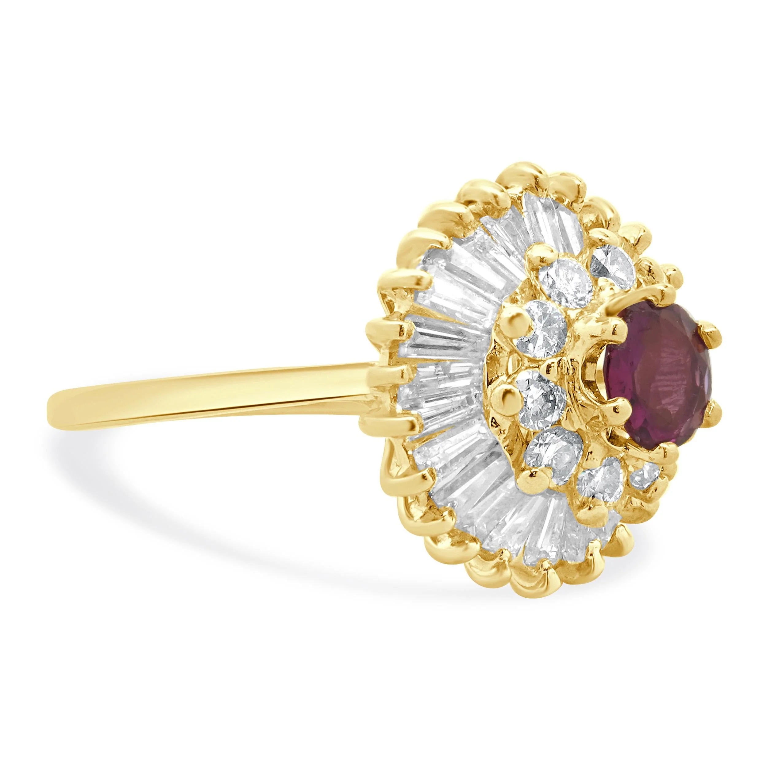 14 Karat Yellow Gold Ruby and Diamond Ballerina Ring - Image 3