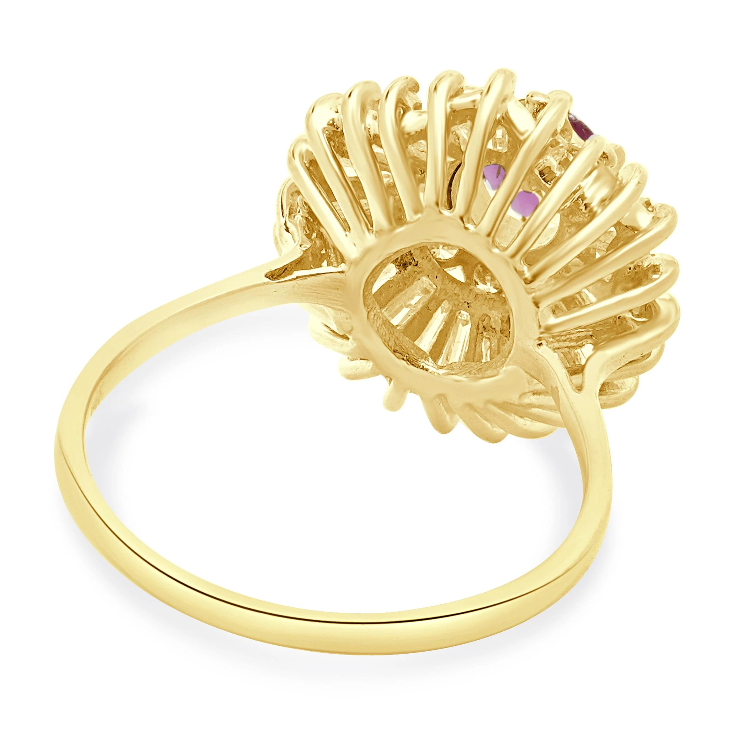 14 Karat Yellow Gold Ruby and Diamond Ballerina Ring - Image 4