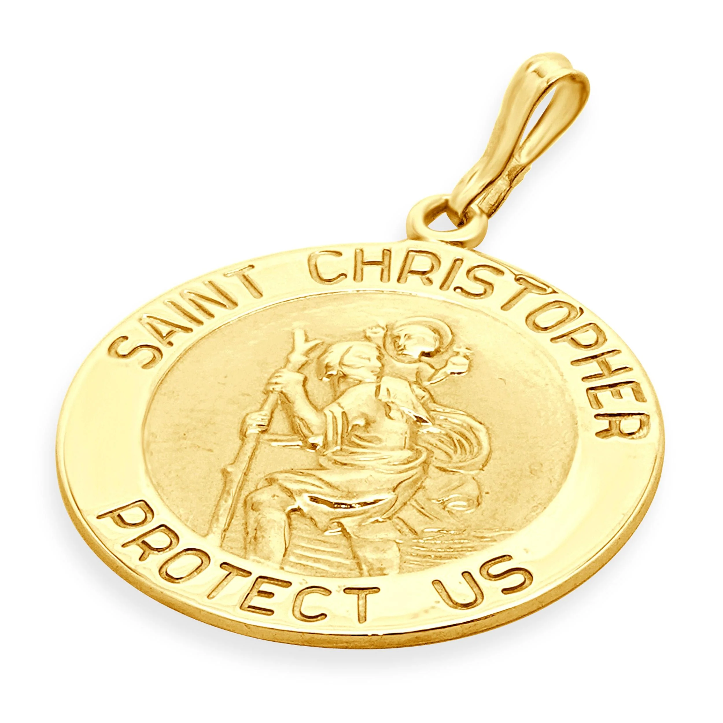 14 Karat Yellow Gold Saint Christopher Medal Pendant