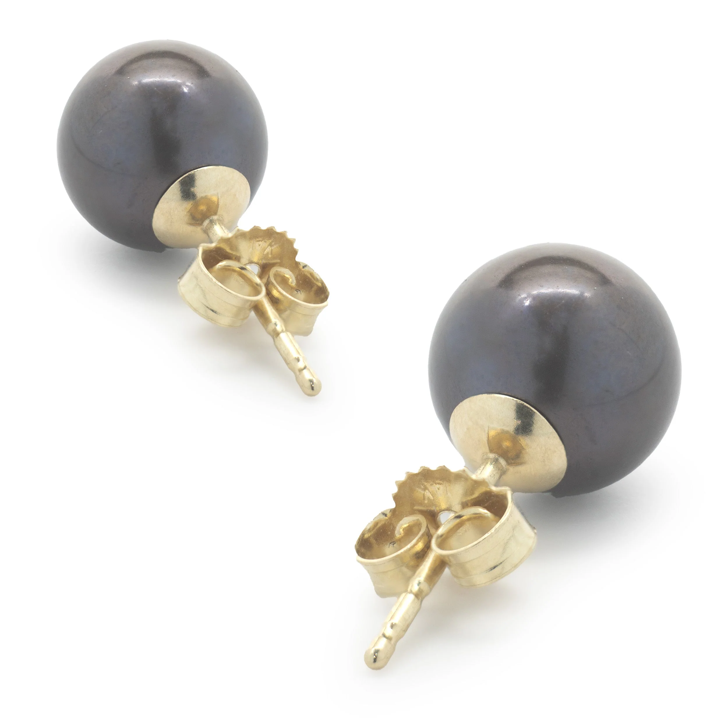14 Karat Yellow Gold Tahitian Pearl Stud Earrings - Image 2