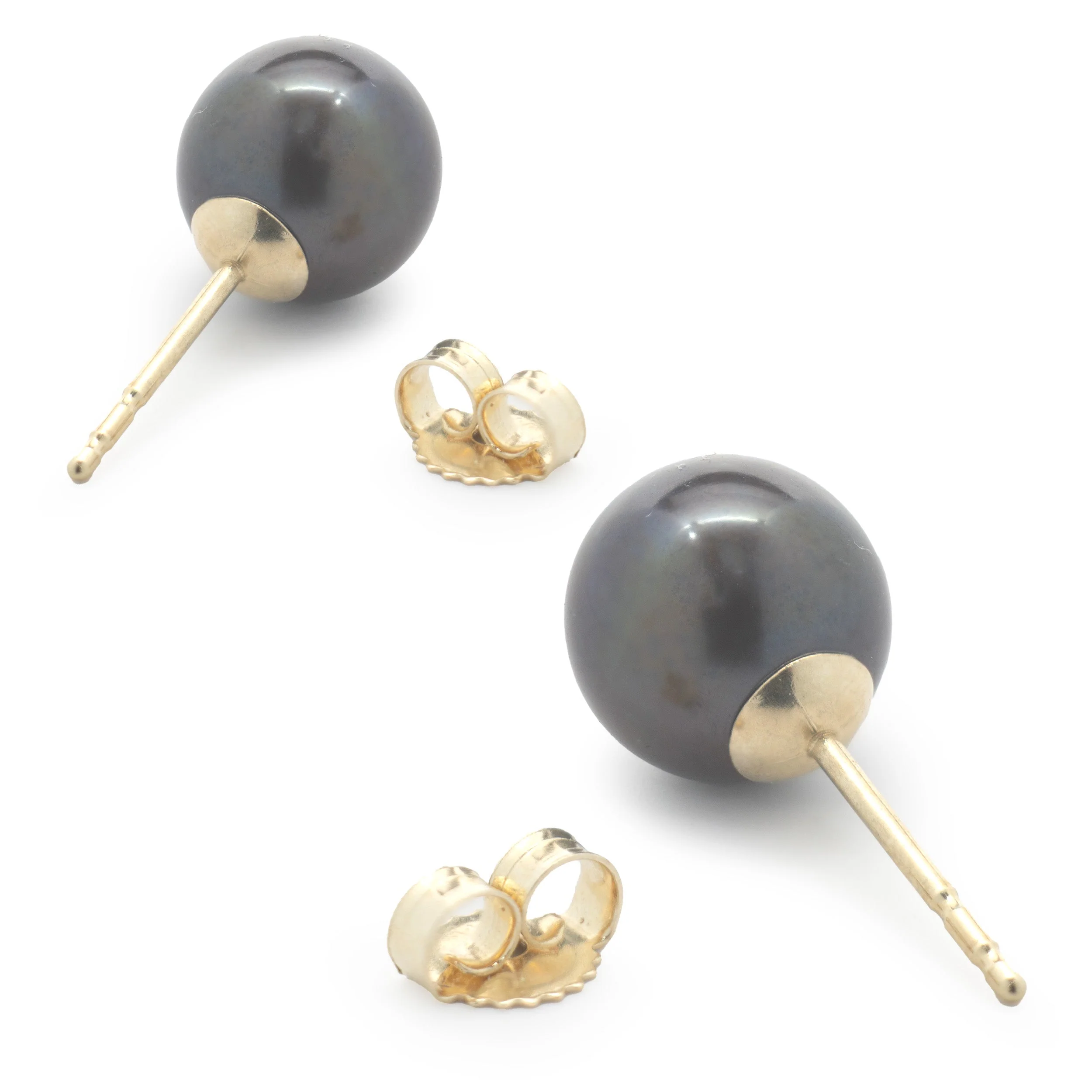14 Karat Yellow Gold Tahitian Pearl Stud Earrings - Image 4