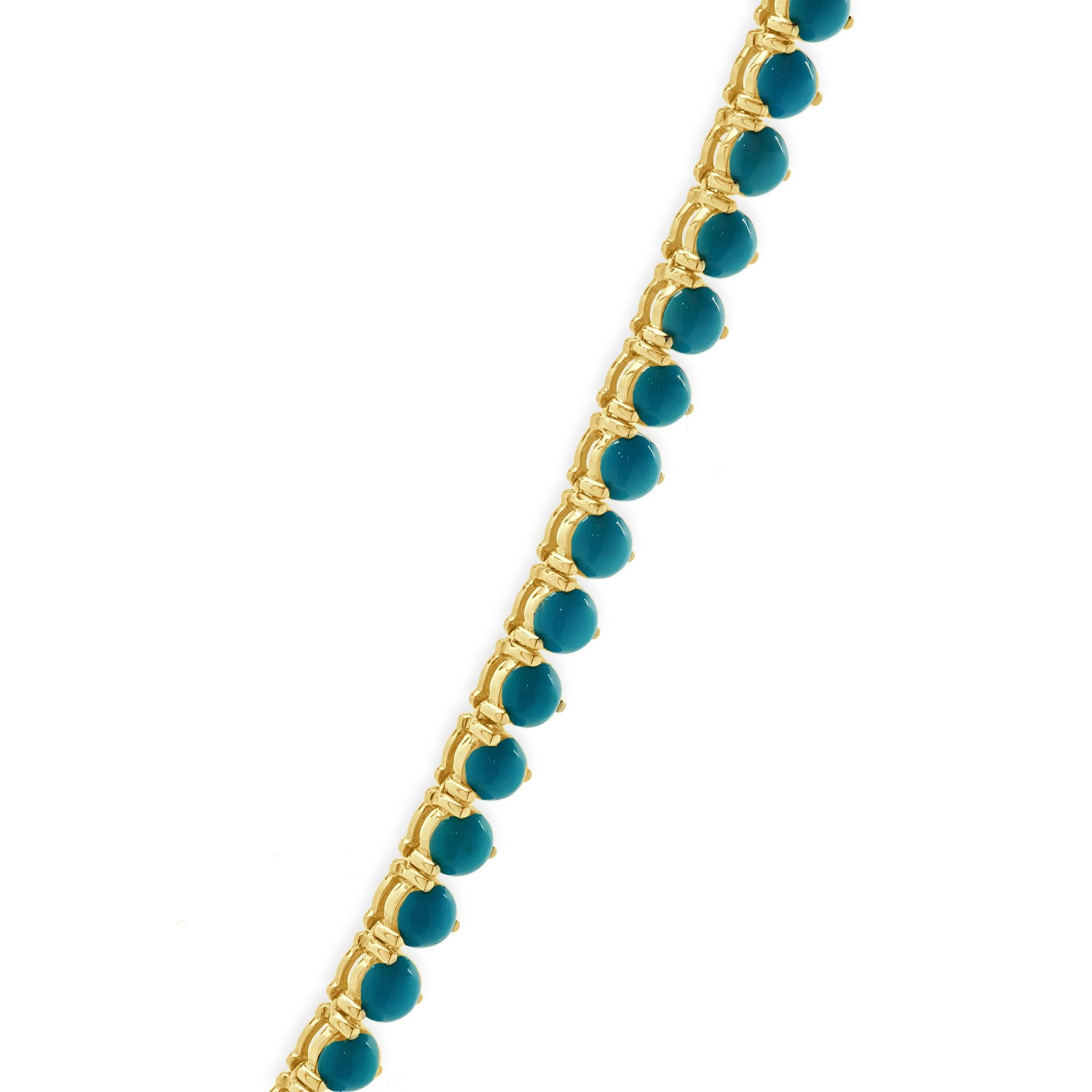 14 Karat Yellow Gold Turquoise Necklace - Image 2