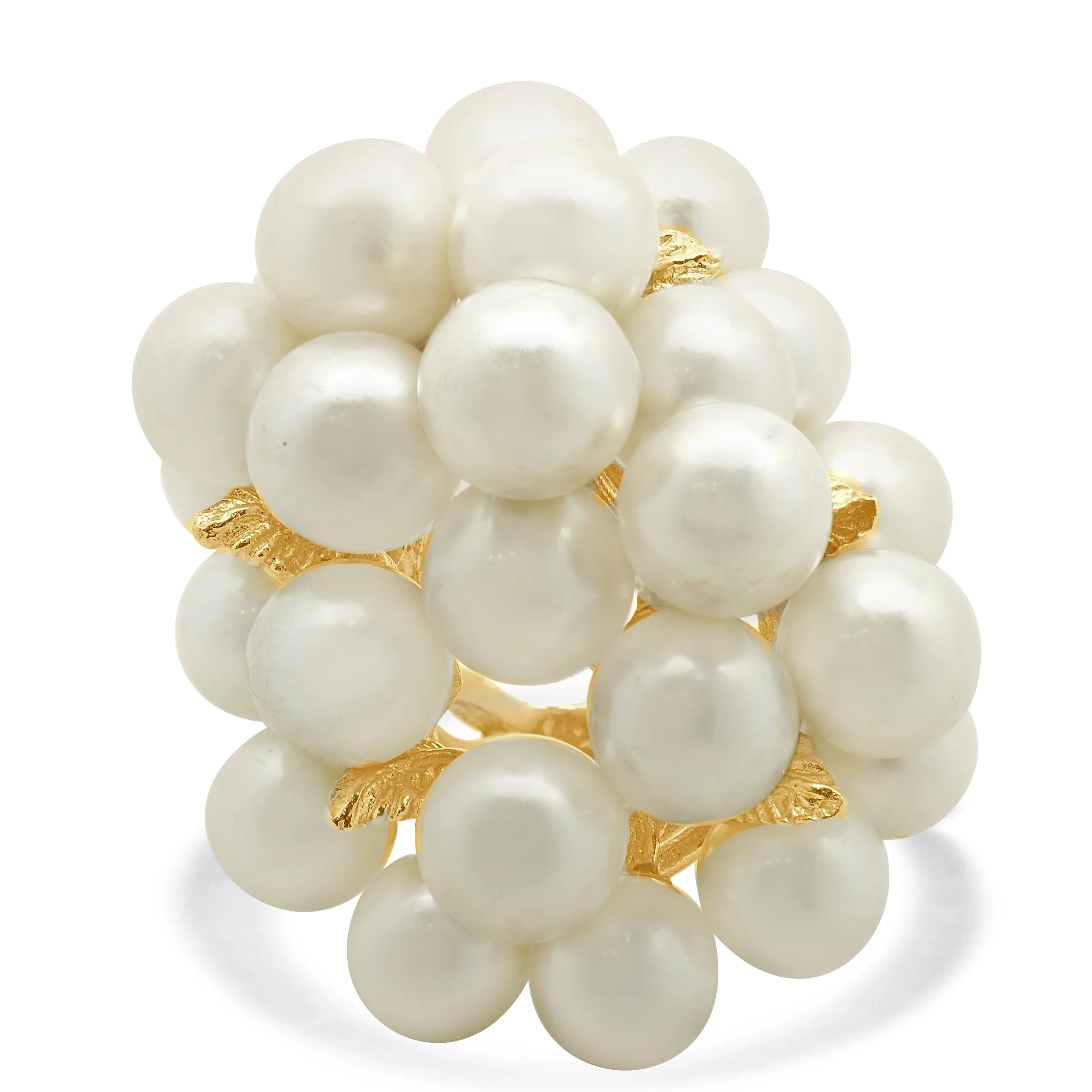 14 Karat Yellow Gold Vintage Pearl Cluster Ring
