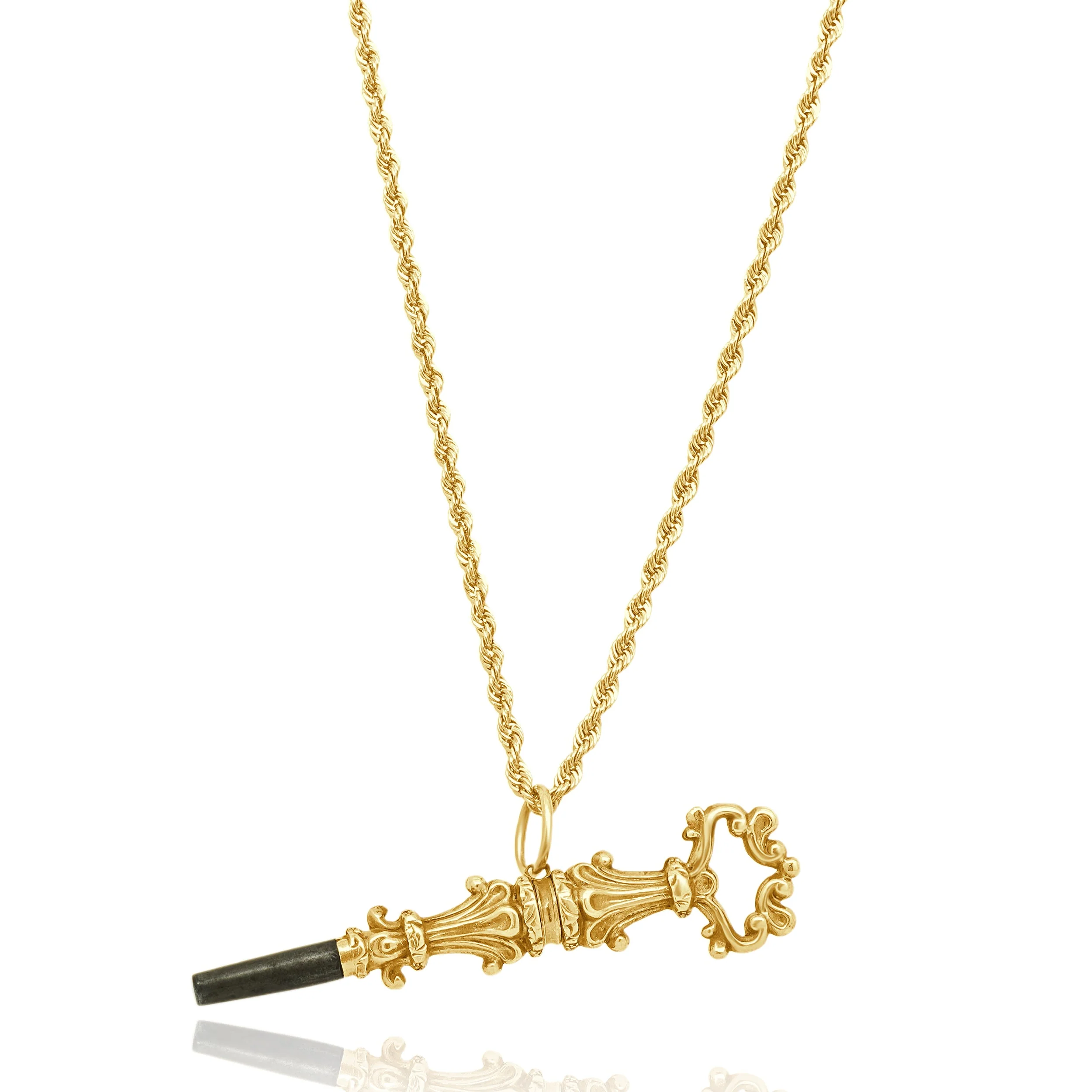 14 Karat Yellow Gold Watch Winding Key Necklace