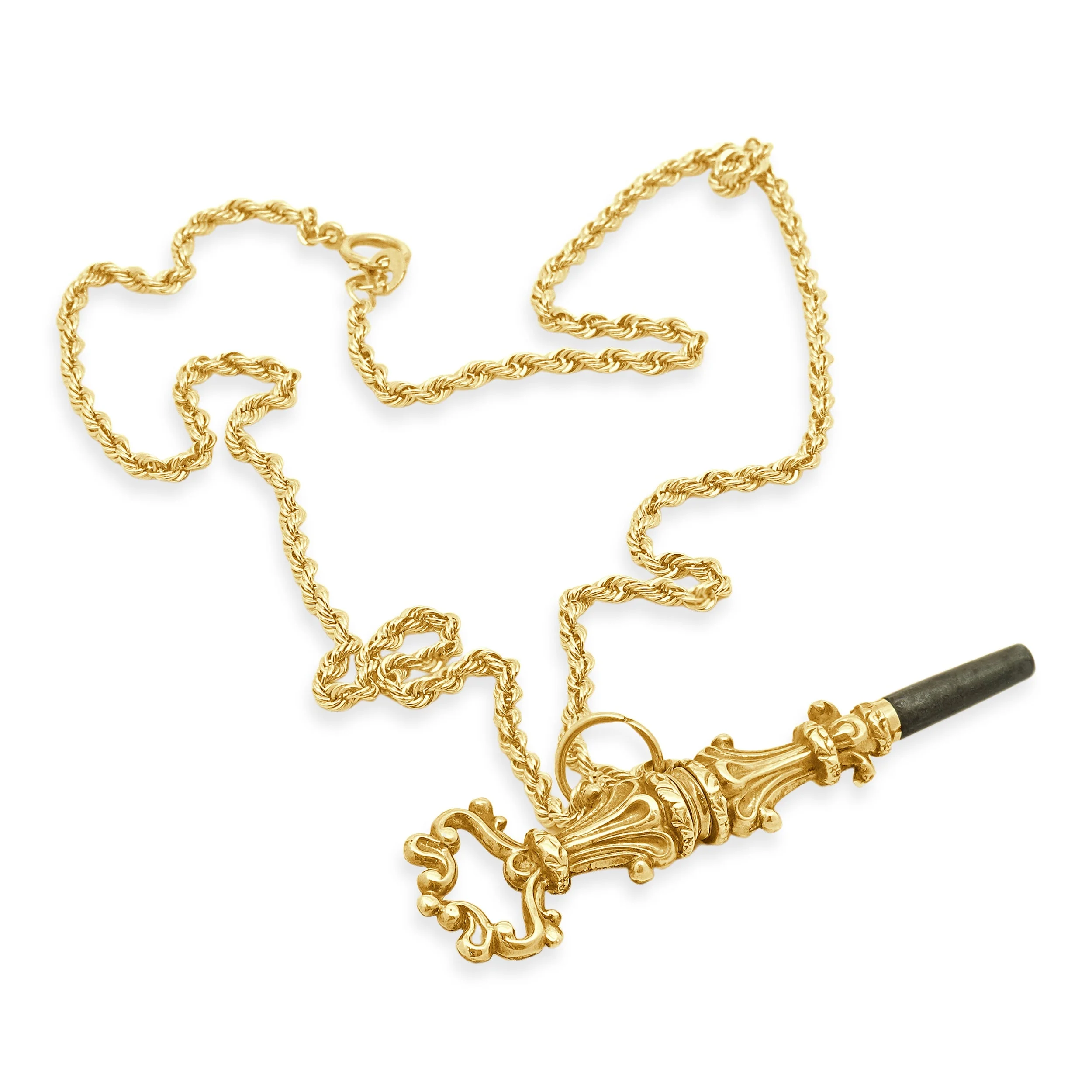 14 Karat Yellow Gold Watch Winding Key Necklace - Image 2