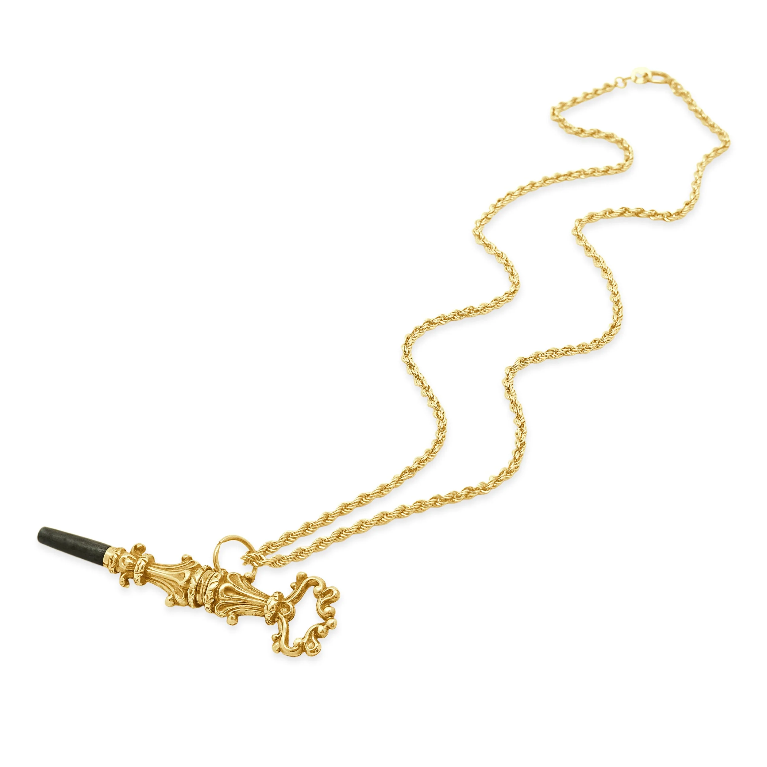 14 Karat Yellow Gold Watch Winding Key Necklace - Image 4