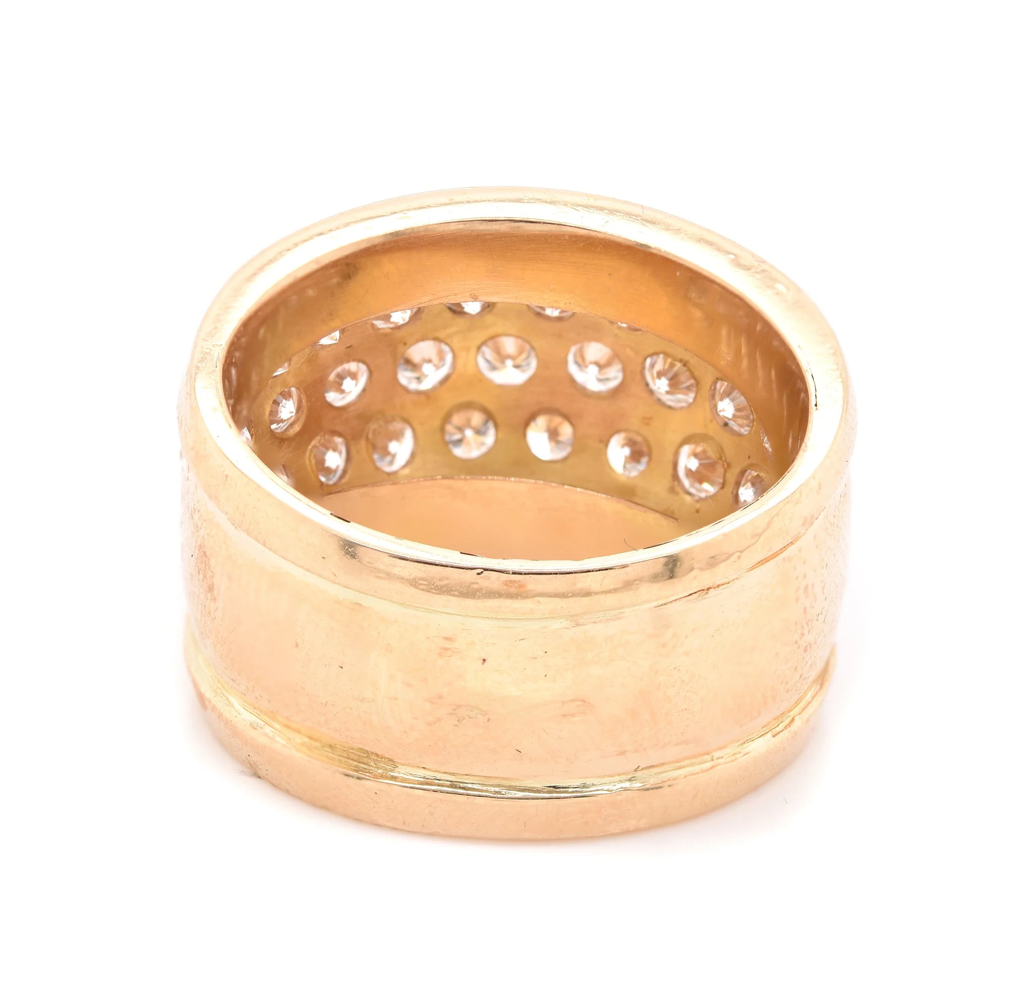 14 Karat Yellow Gold Wide Diamond Cigar Band - Image 3