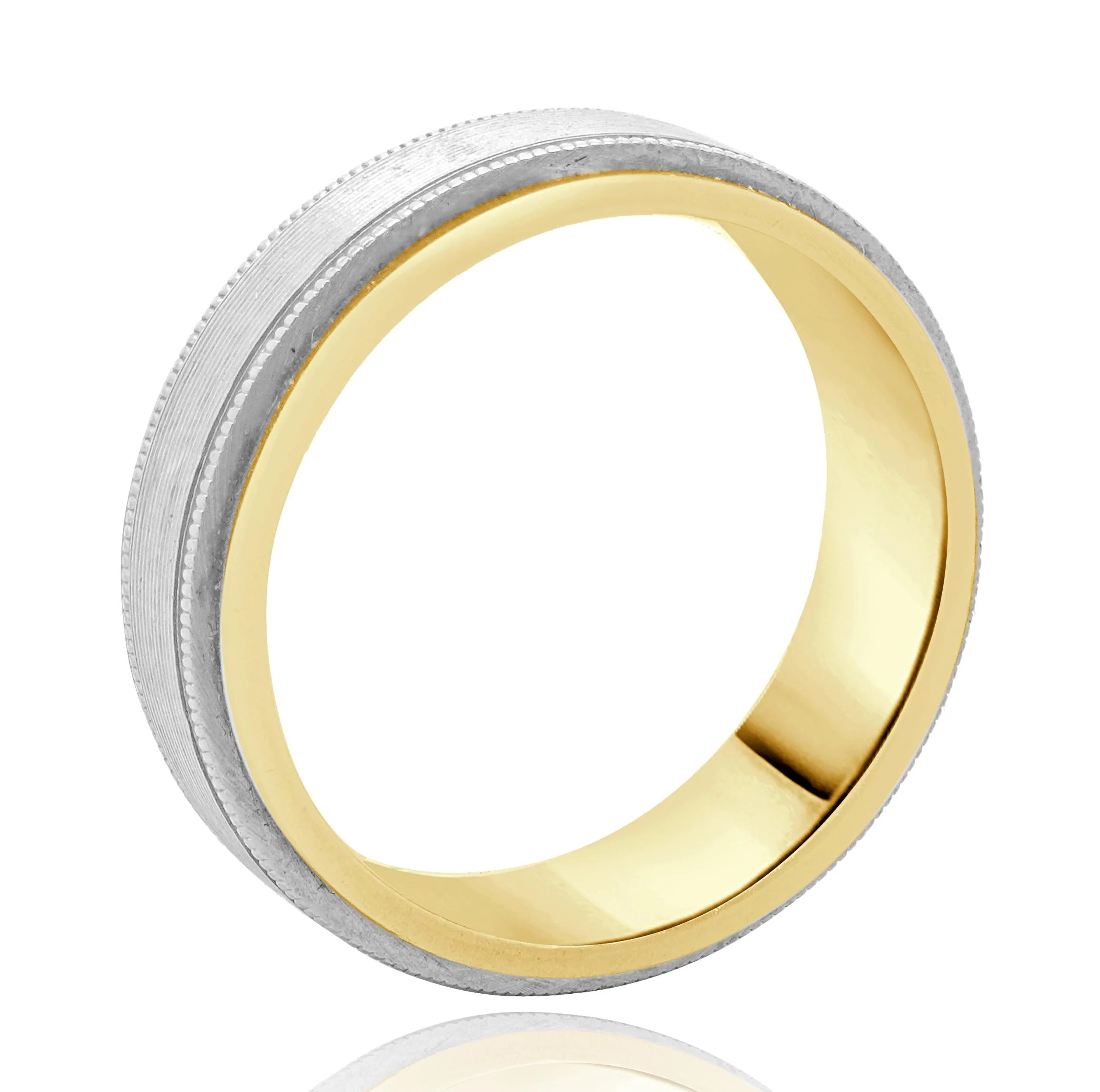 14 Karat Yellow & White Gold 7mm Milgrain Band - Image 2