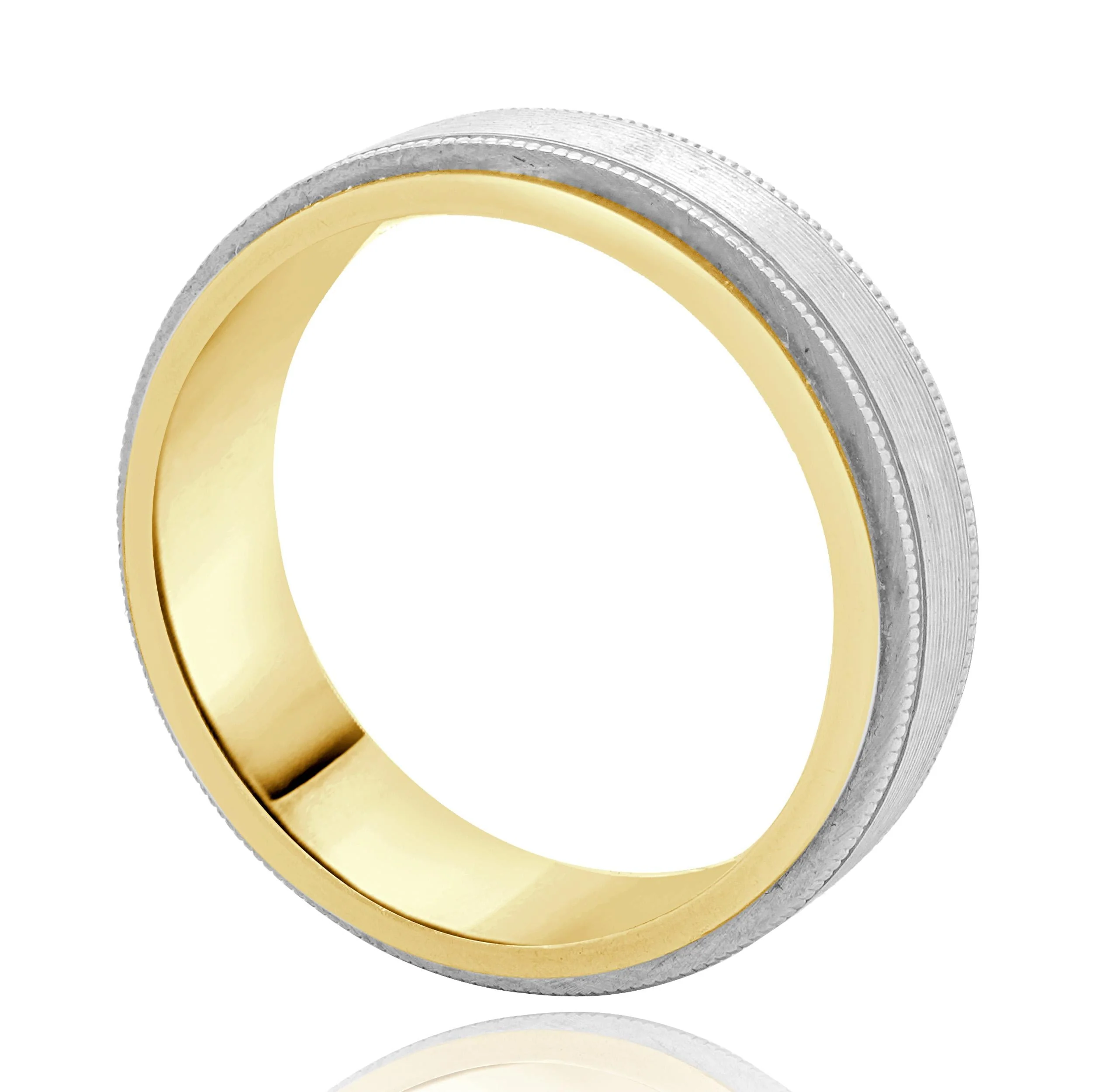 14 Karat Yellow & White Gold 7mm Milgrain Band - Image 4