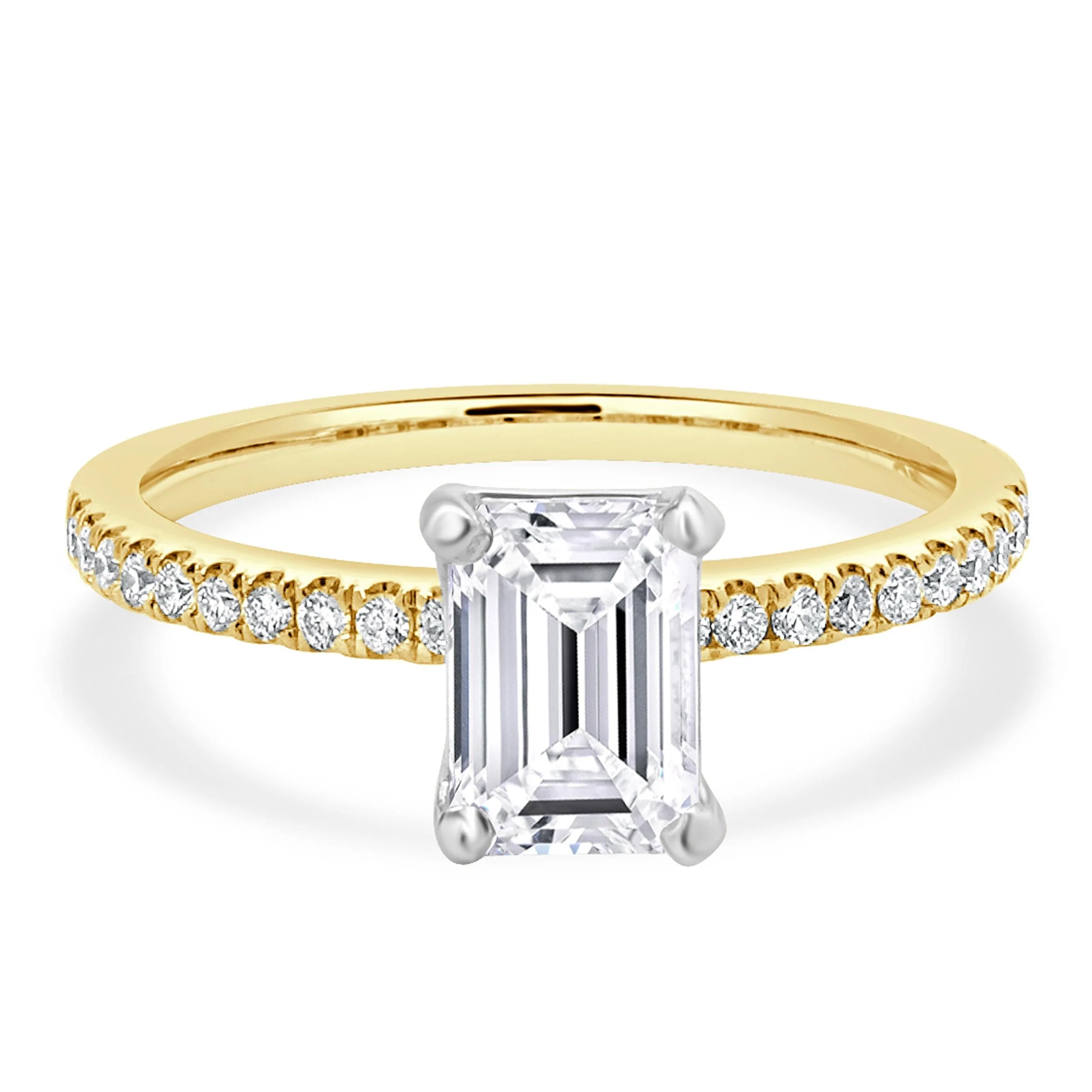 14 Karat Yellow & White Gold Emerald Cut Diamond Engagement Ring