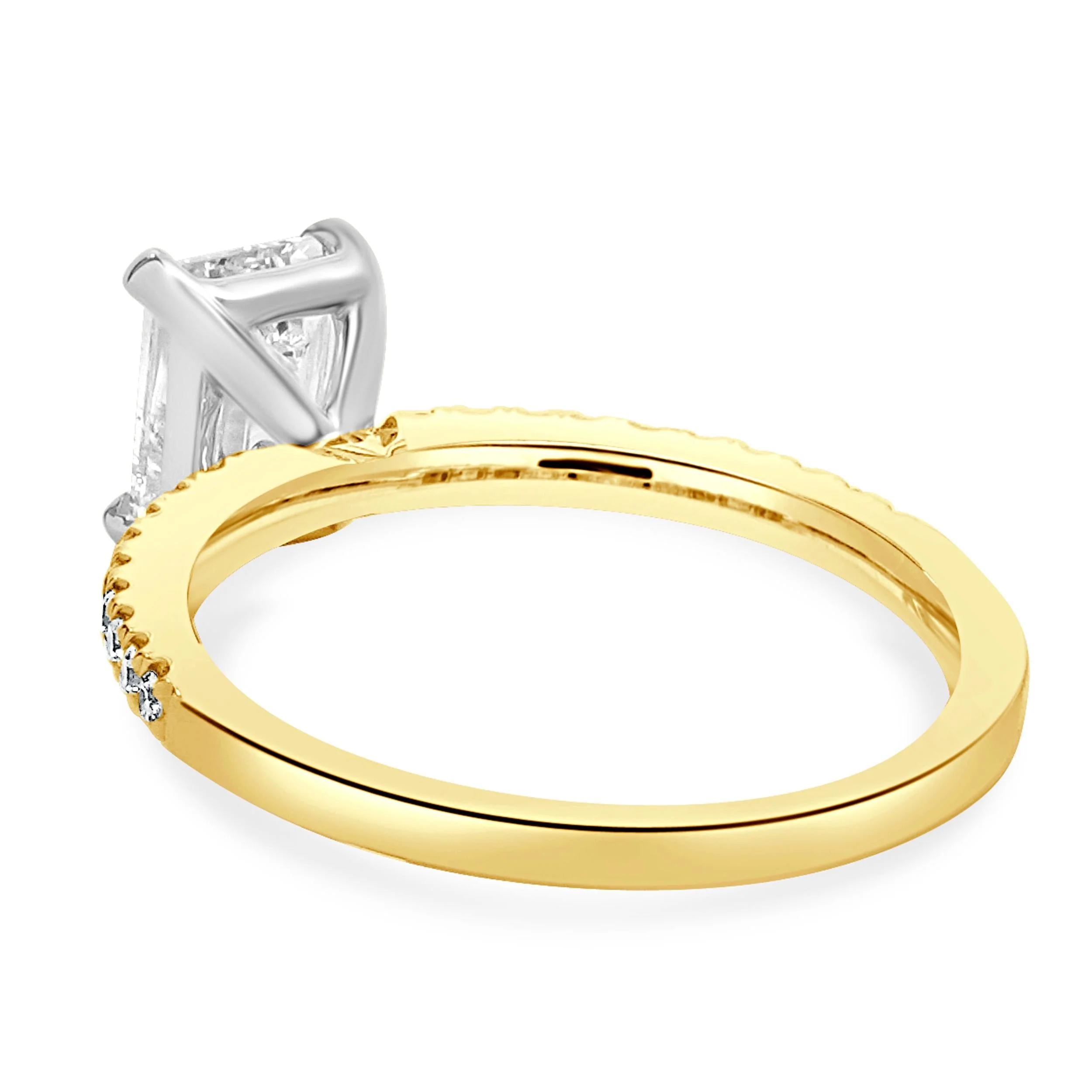 14 Karat Yellow & White Gold Emerald Cut Diamond Engagement Ring - Image 3