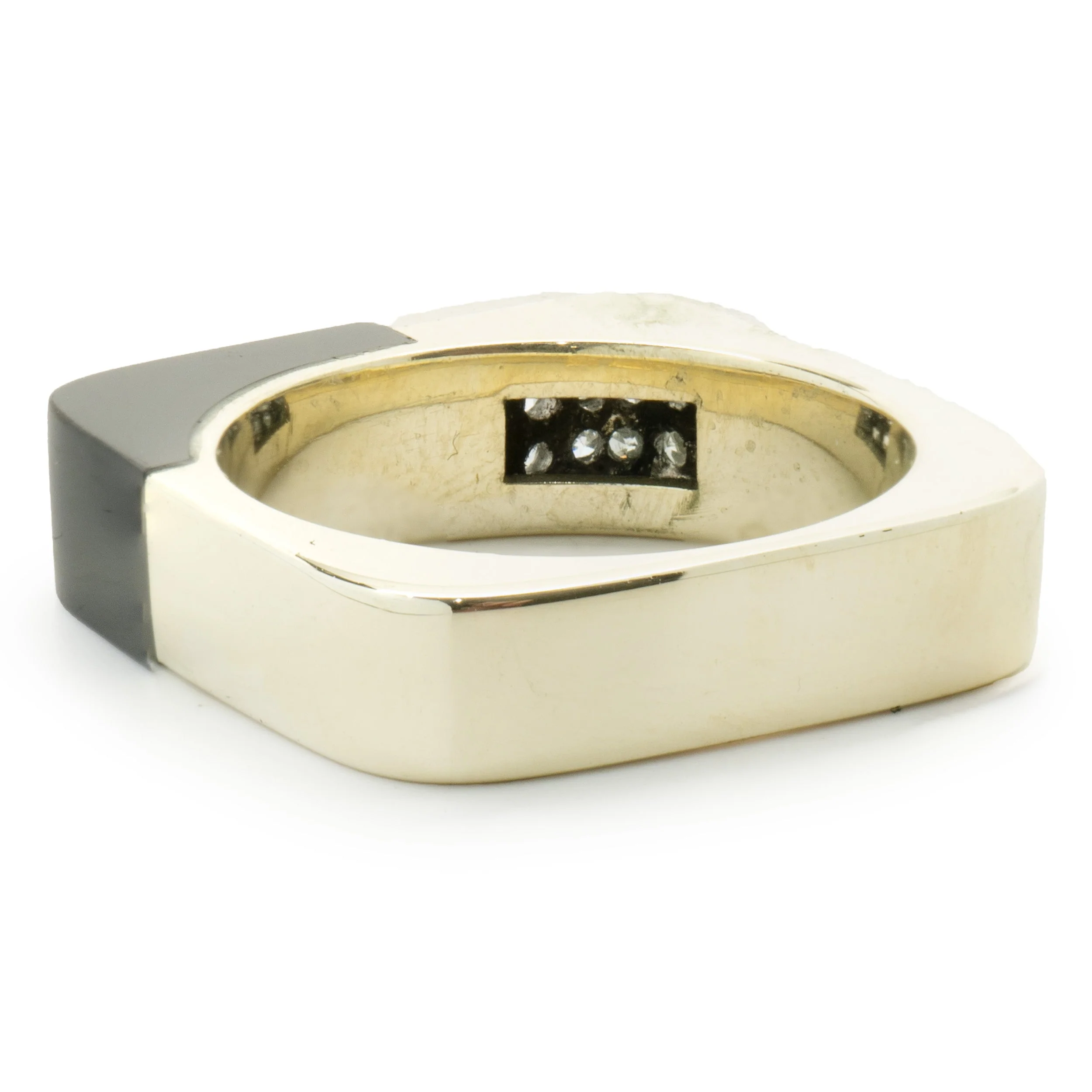 14 Karat Yellow & White Gold Pave Diamond and Black Onyx Box Ring - Image 4