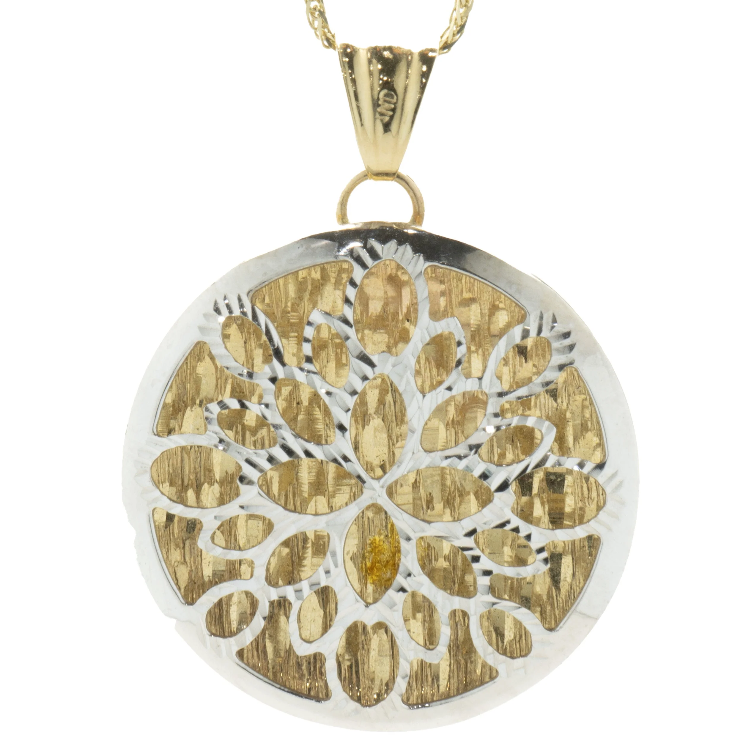 14 Karat Yellow & White Gold Snowflake Circle Necklace - Image 2