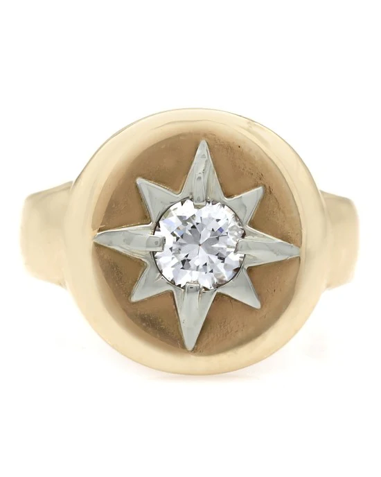 14K Diamond Solitaire Star Ring - Image 2