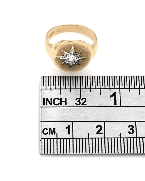 14K Diamond Solitaire Star Ring - Image 3