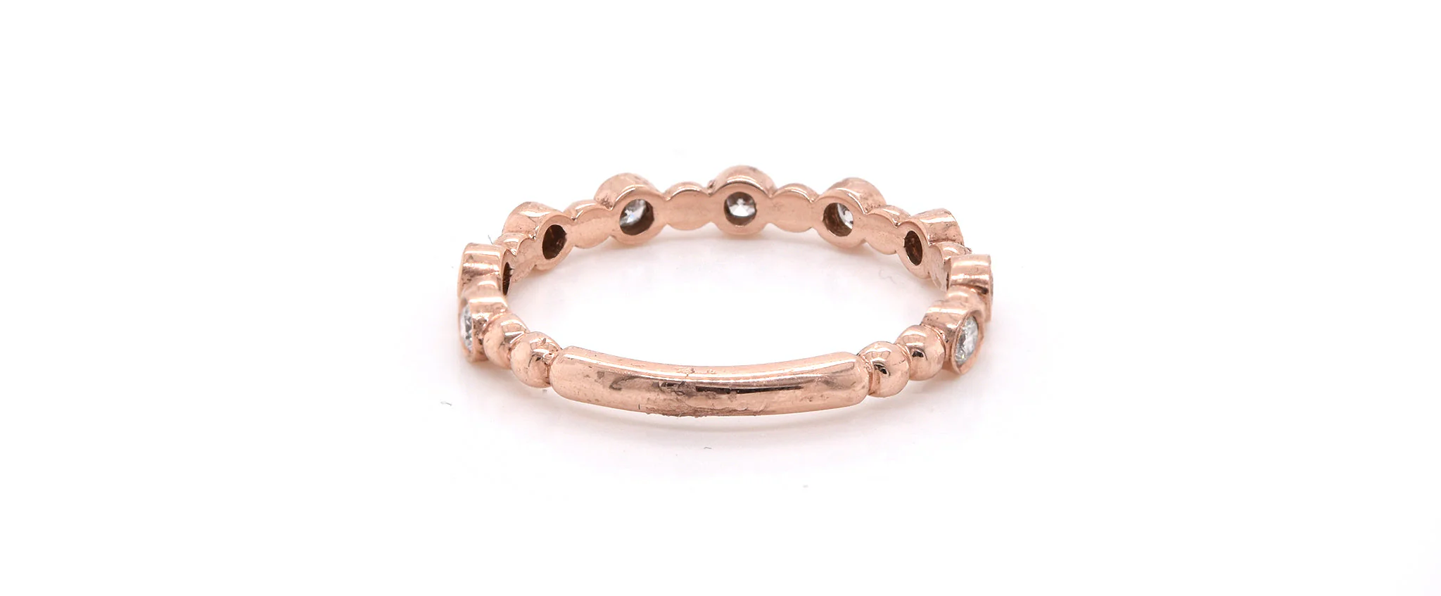 14k Rose Gold Diamond Stackable Anniversary Ring - Image 4