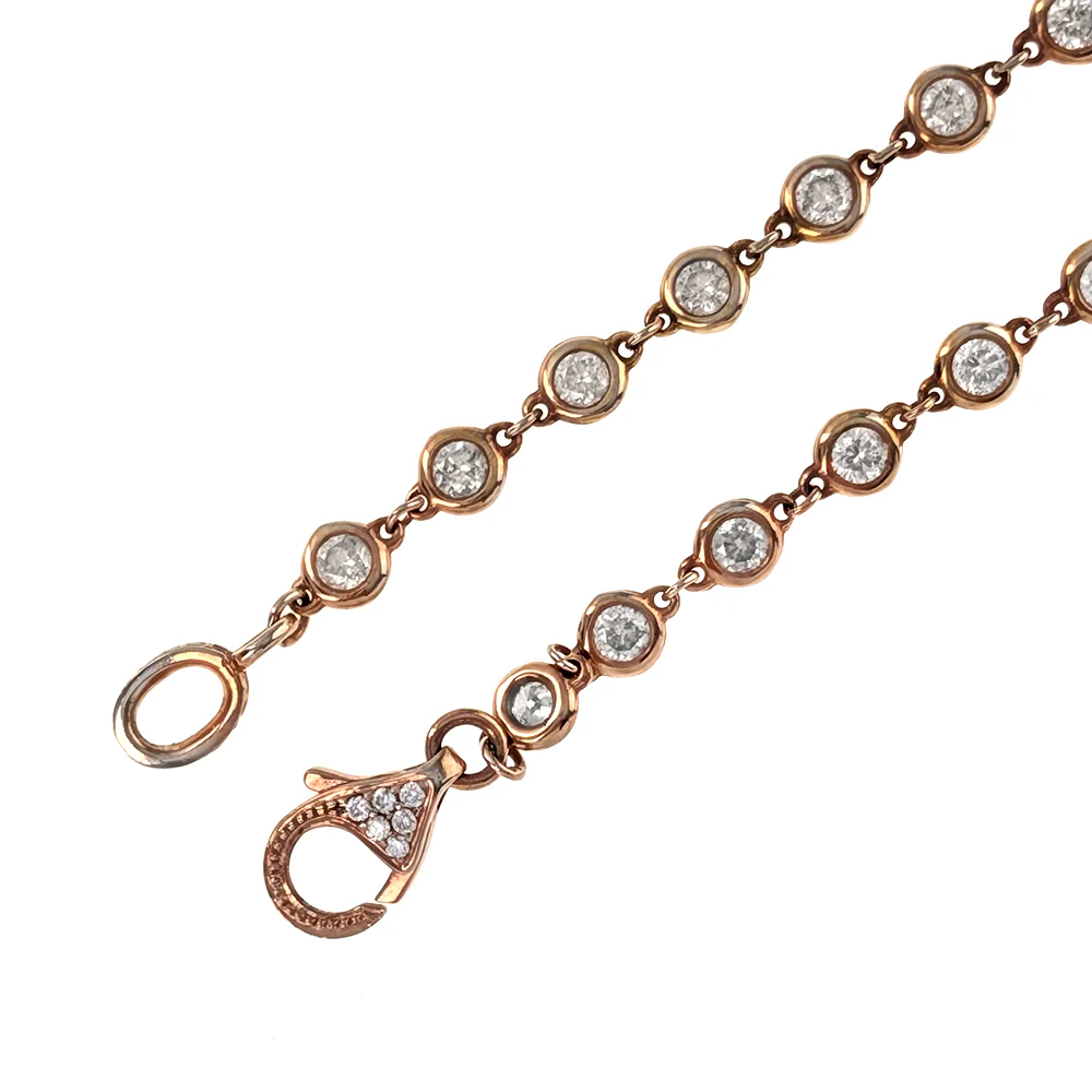 14K Rose Gold GIA Certified Heart Cut Sapphire and Diamonds By The Inch Necklace - Image 4