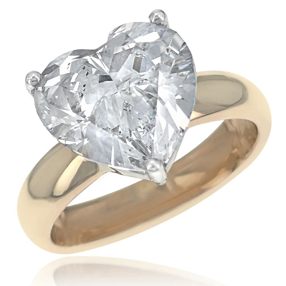 14K Two-Tone Heart Cut Diamond Solitaire Engagement Ring