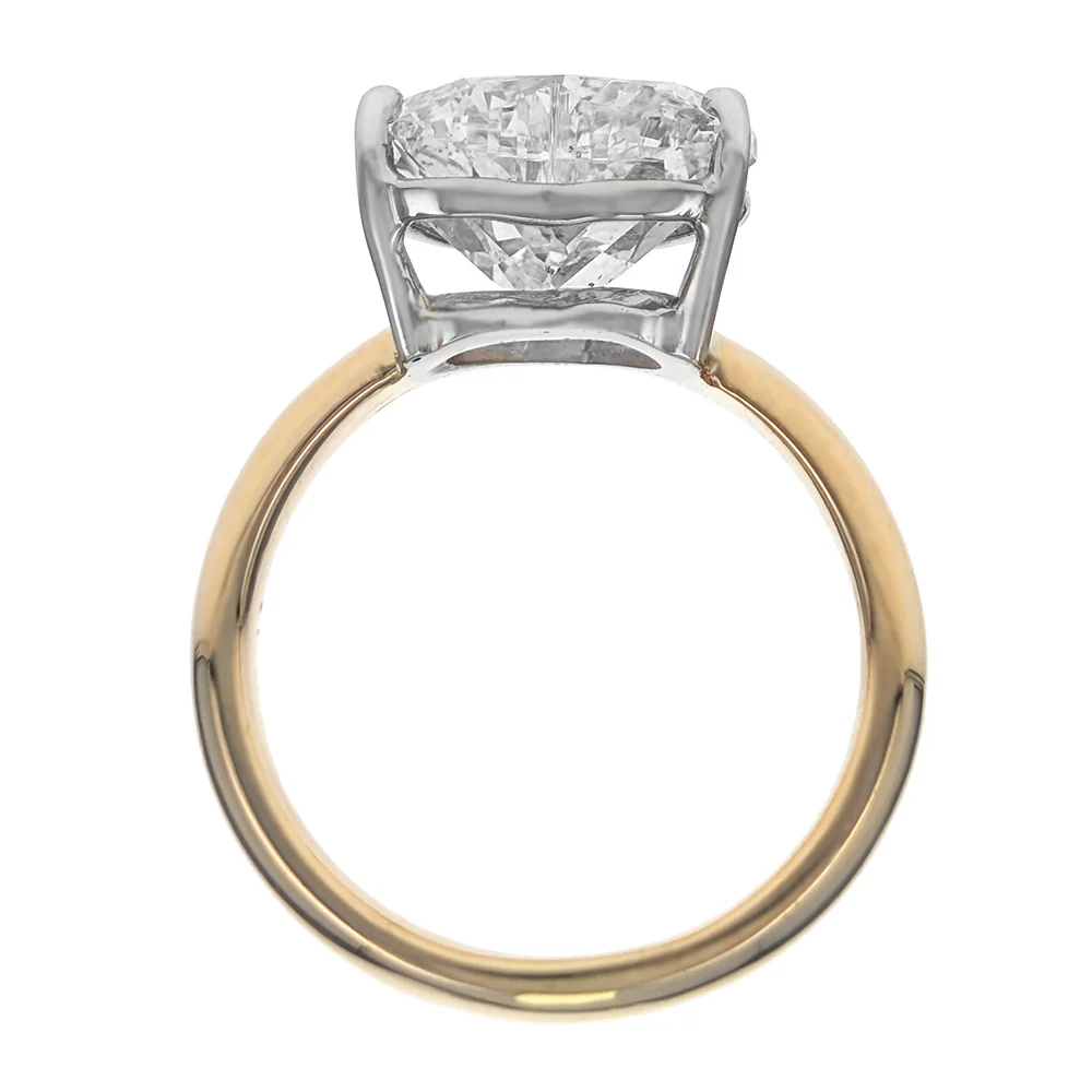 14K Two-Tone Heart Cut Diamond Solitaire Engagement Ring - Image 3