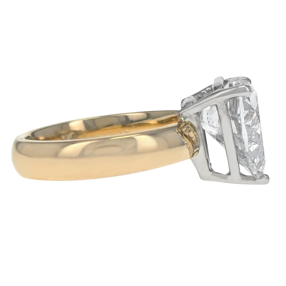 14K Two-Tone Heart Cut Diamond Solitaire Engagement Ring - Image 4