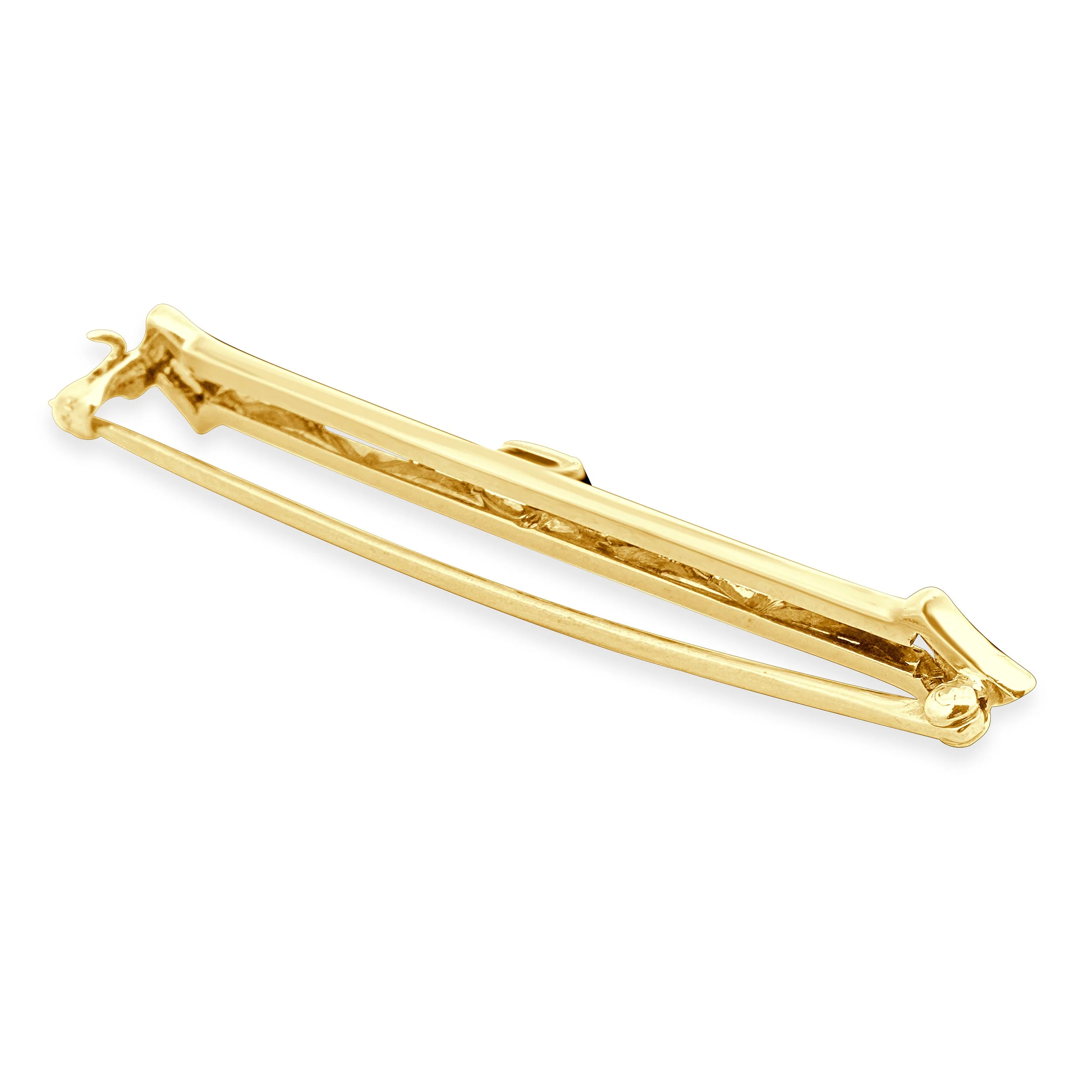 14K Two-Tone Yellow and White Gold Diamond Feather Stick Pin - Image 3