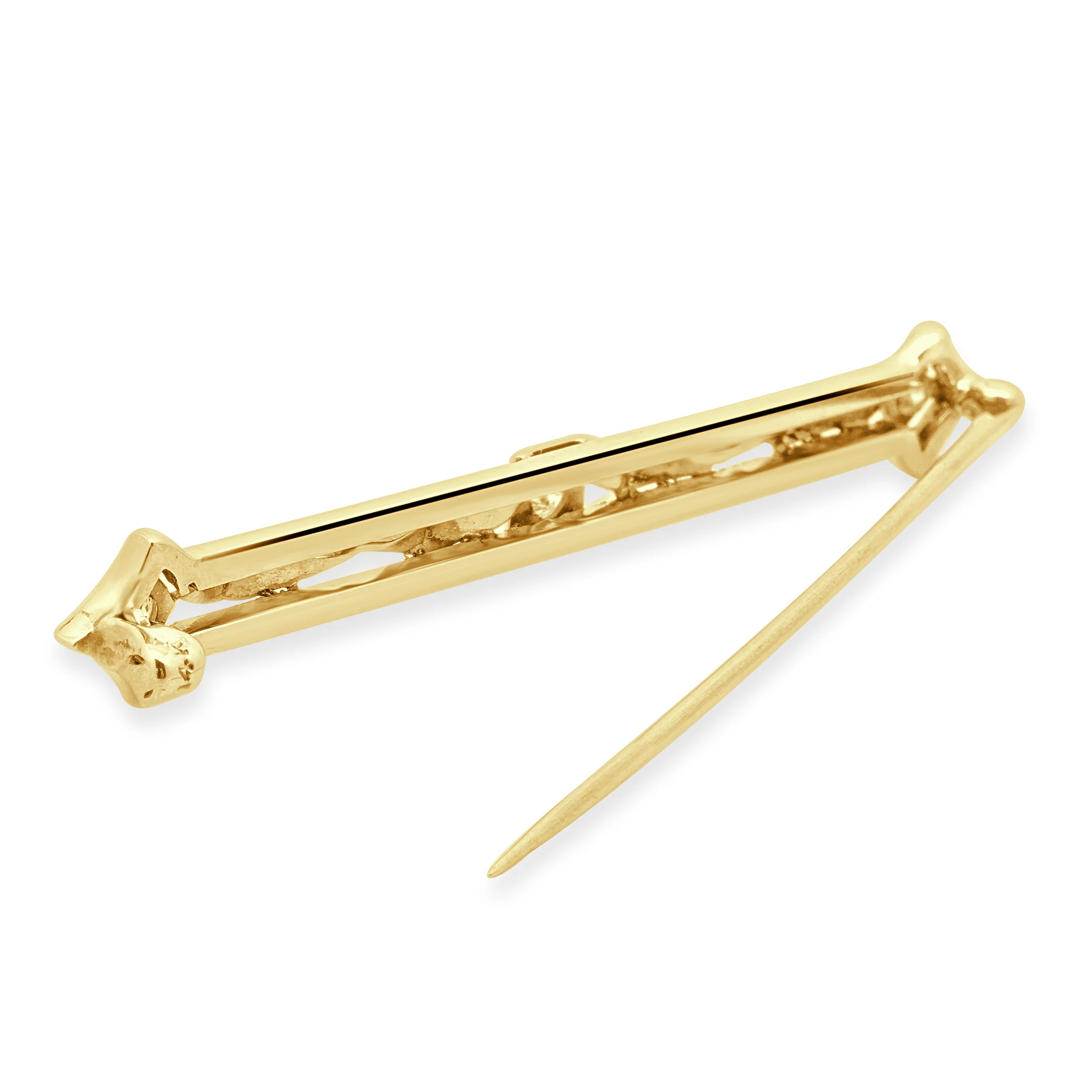 14K Two-Tone Yellow and White Gold Diamond Feather Stick Pin - Image 4