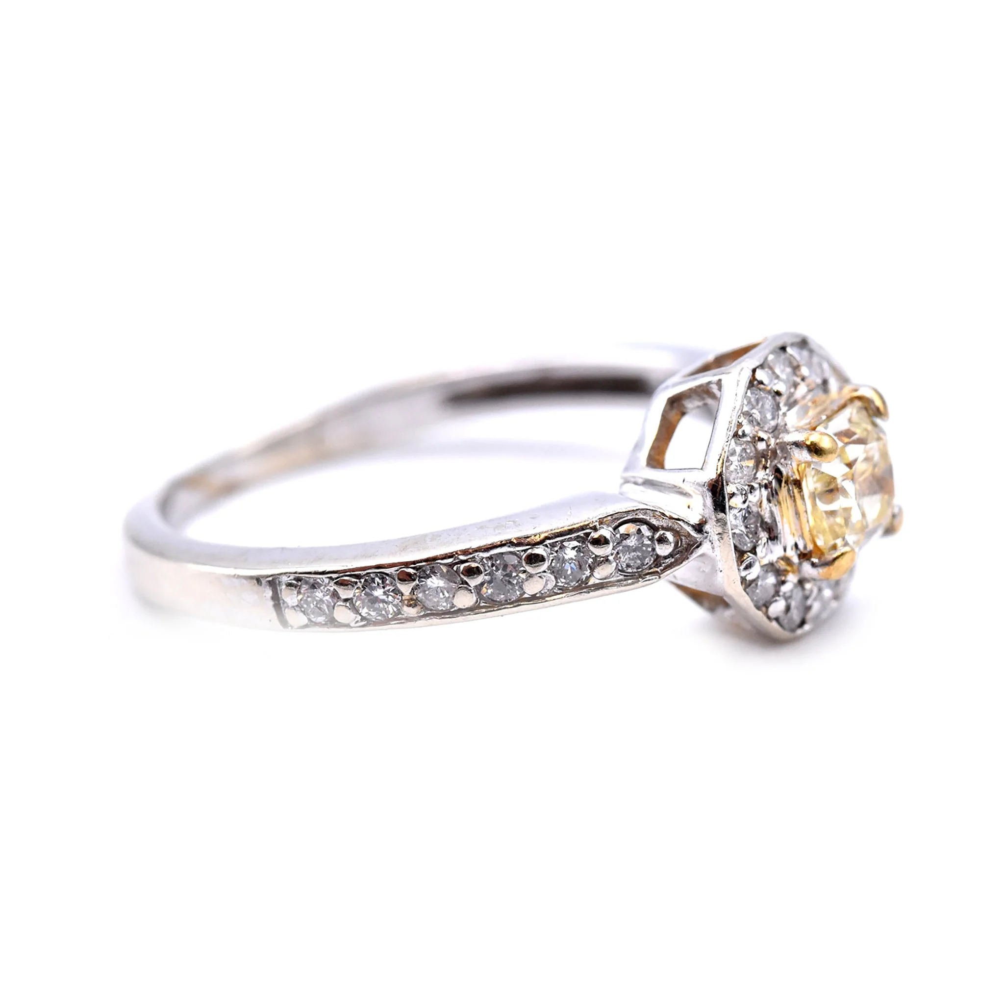 14k White Gold 0.30ct Yellow Princess Cut Diamond Engagement Ring - Image 2