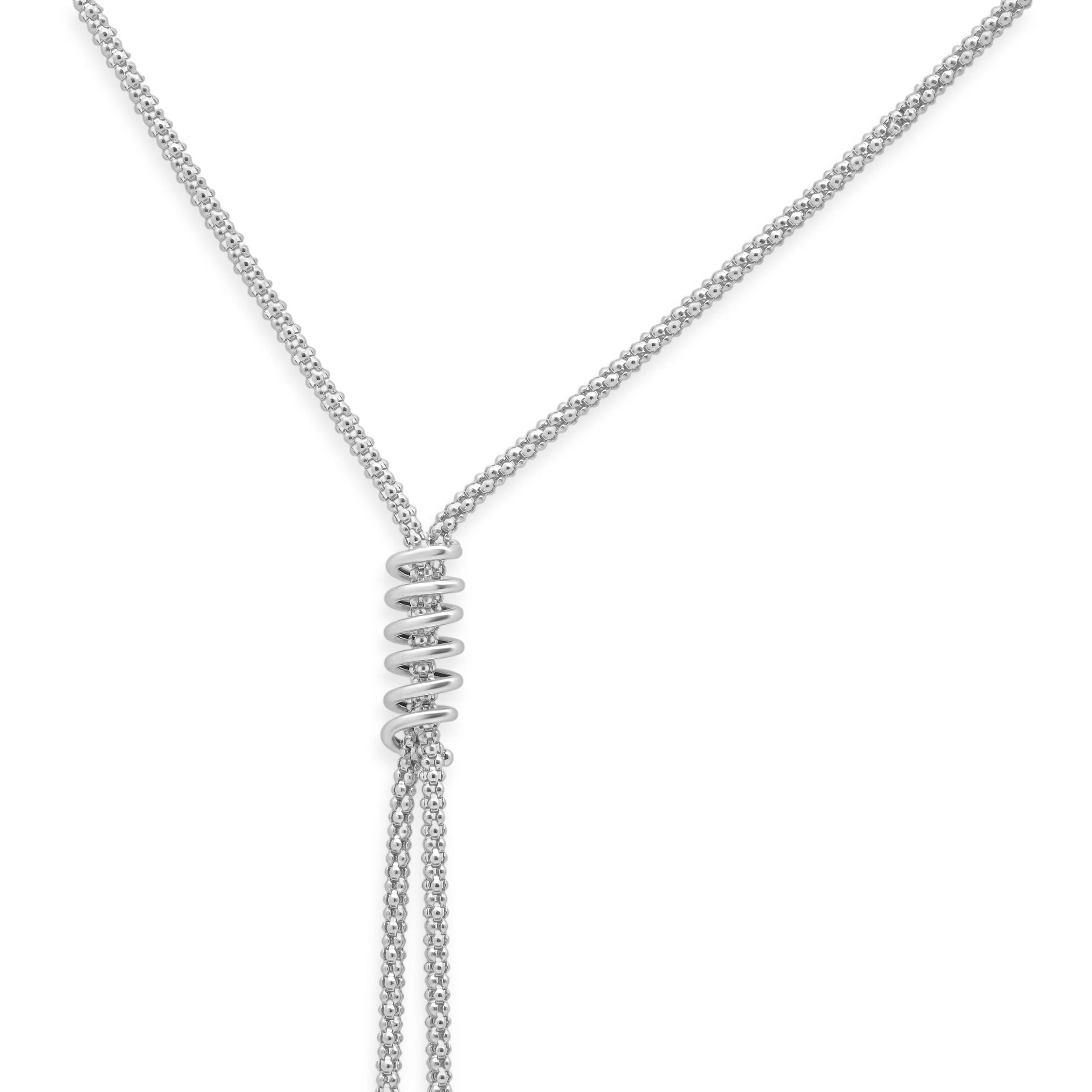 14K White Gold and Briolette Cut Blue Topaz Lariat Necklace 16.75" - Image 3