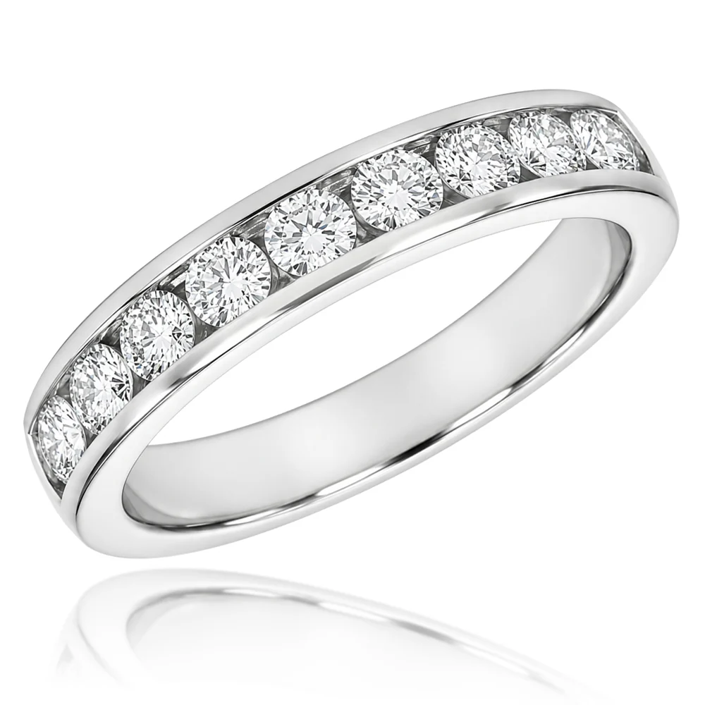 14K White Gold Channel Set Diamond Band