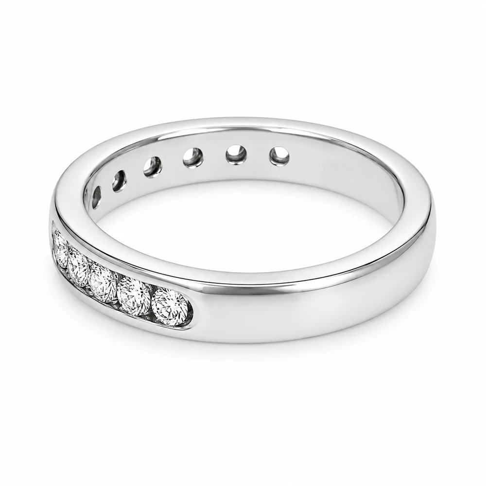 14K White Gold Channel Set Diamond Band - Image 2