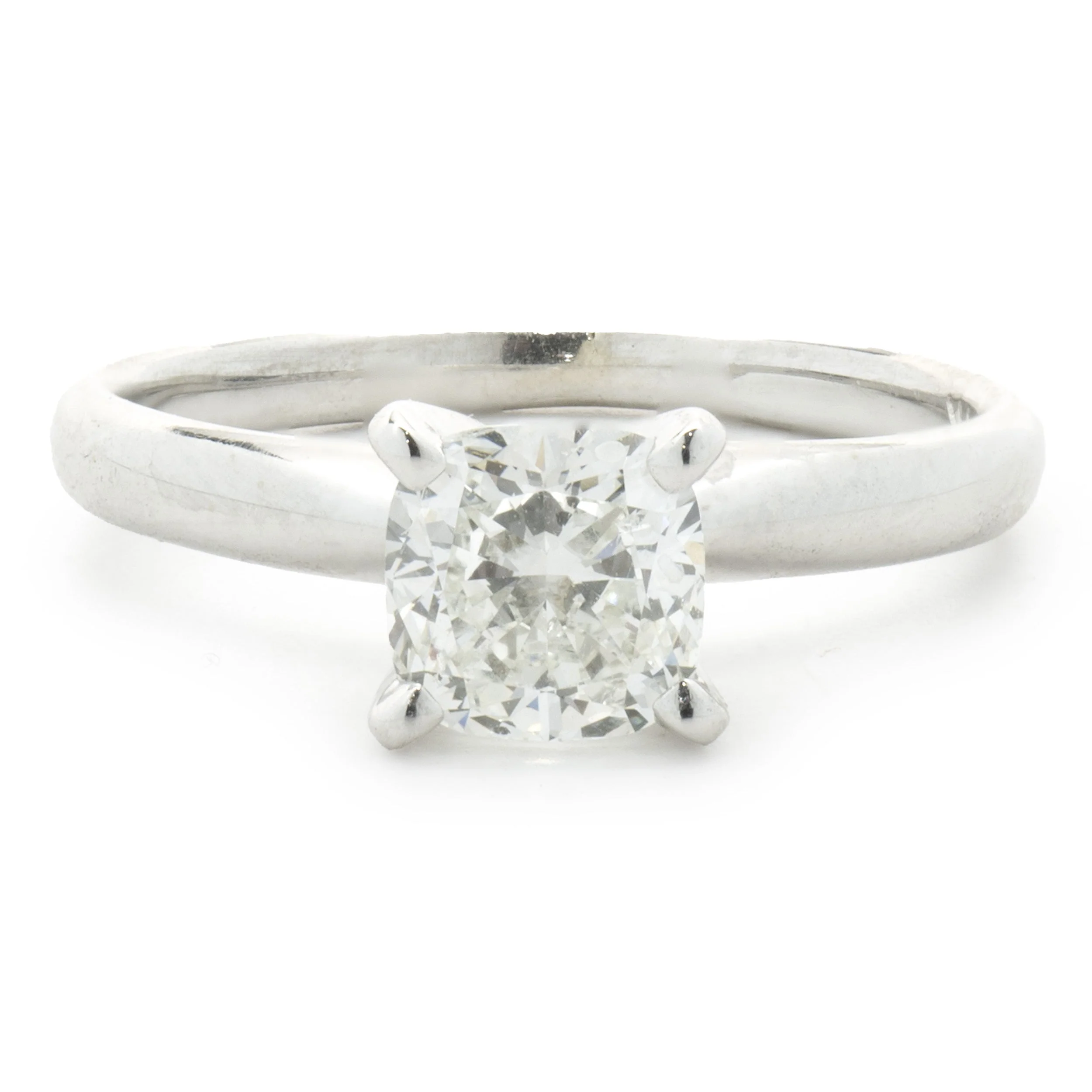 14k White Gold Cushion Cut Diamond Engagement Ring