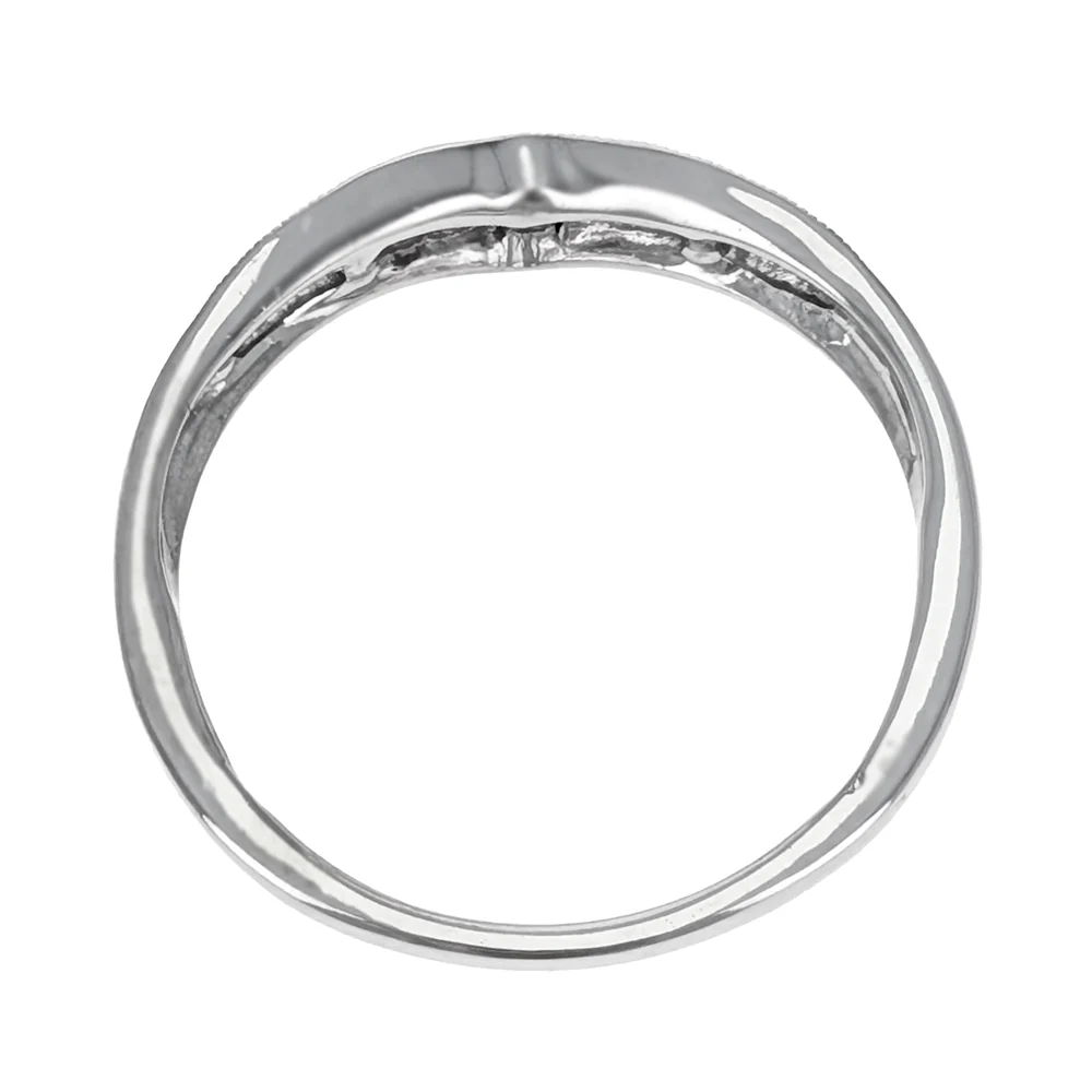 14K White Gold Diamond Chevron Contour Band - Image 3